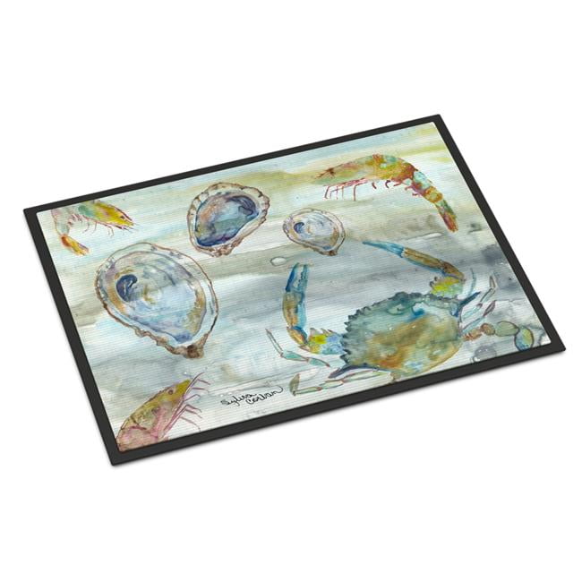 SC2010JMAT 24 x 36 in. Crab, Shrimp & Oyster Watercolor Indoor or Outdoor Mat