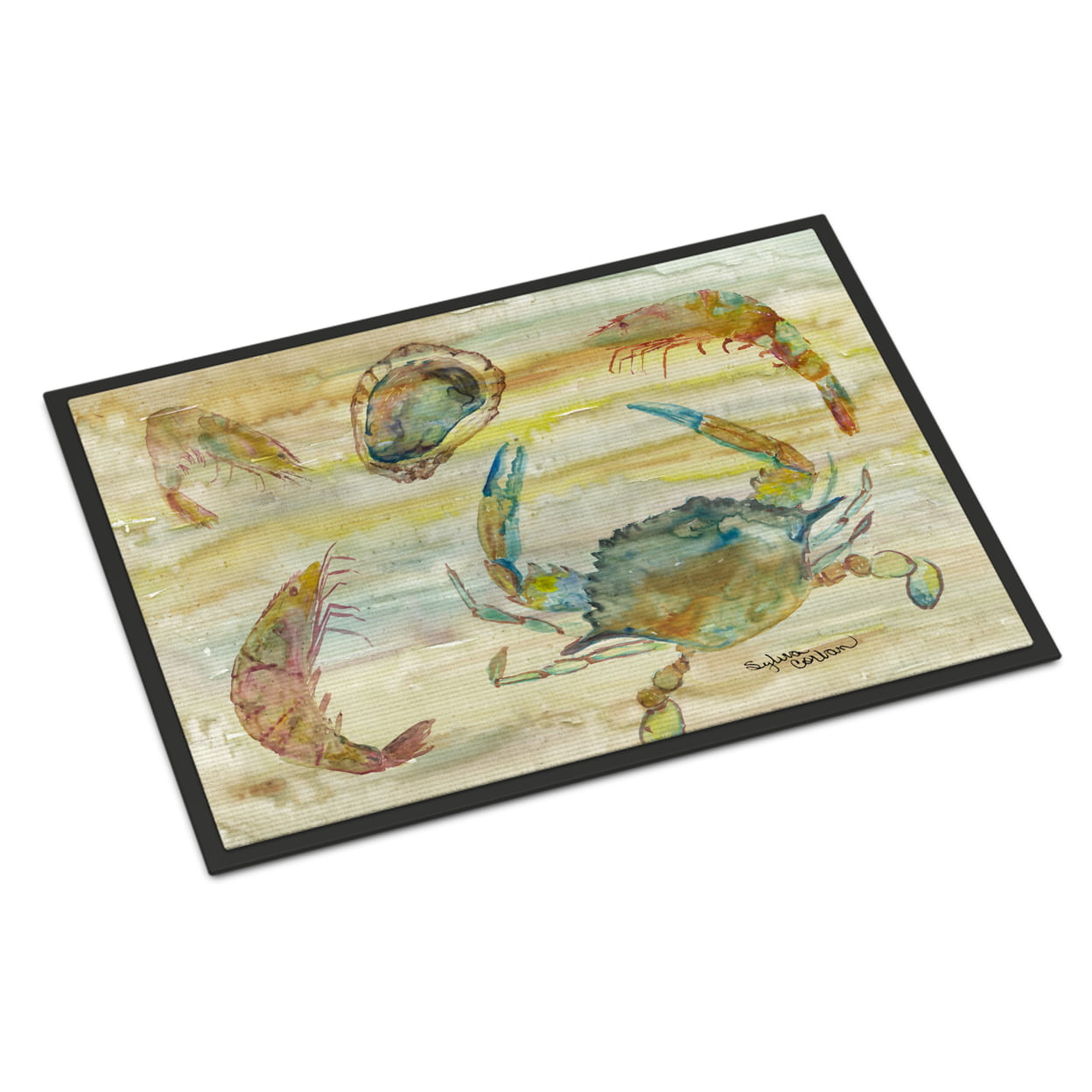SC2026JMAT 24 x 36 in. Crab, Shrimp, Oyster Yellow Sky Indoor or Outdoor Mat