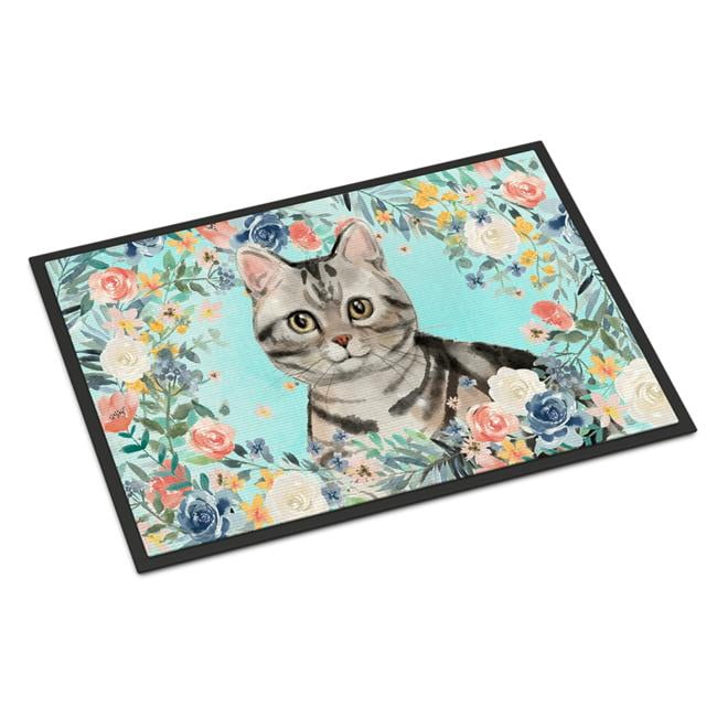 CK3388JMAT 24 x 36 in. American Shorthair Spring Flowers Indoor or Outdoor Mat