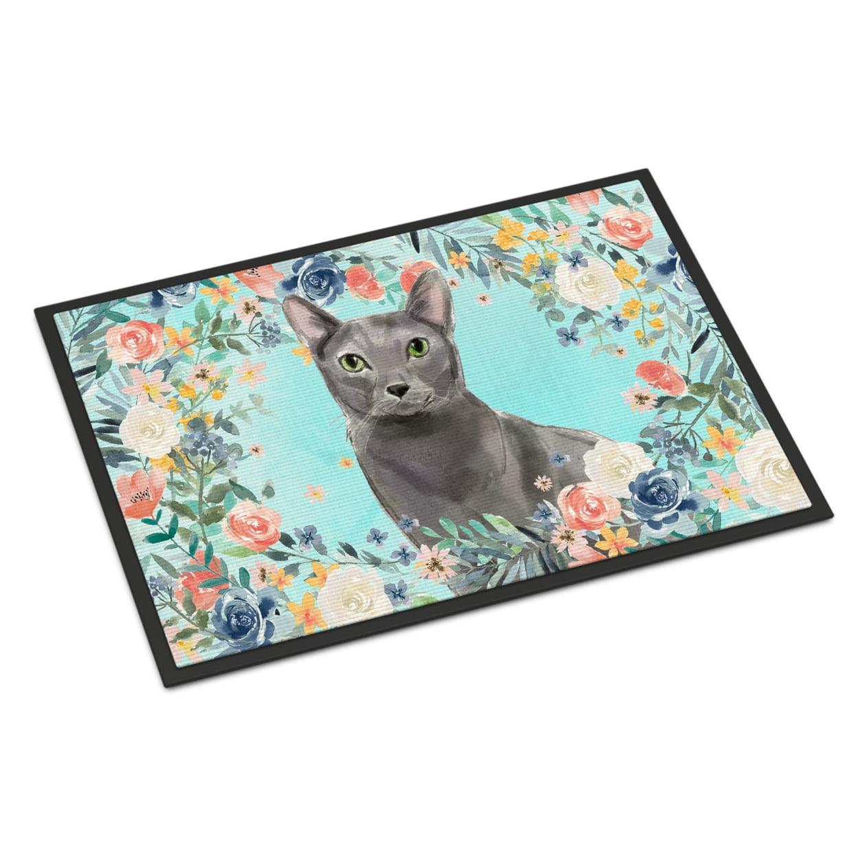 CK3390JMAT 24 x 36 in. Blue Russian Spring Flowers Indoor or Outdoor Mat