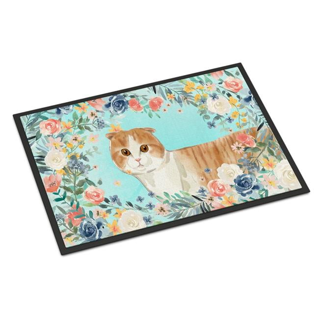 CK3397JMAT 24 x 36 in. Scottish Fold Spring Flowers Indoor or Outdoor Mat