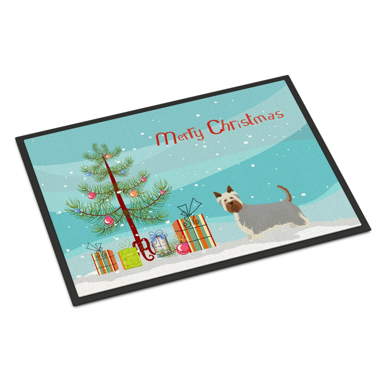 CK3443JMAT 24 x 36 in. Australian Silky Terrier Christmas Tree Indoor or Outdoor Mat