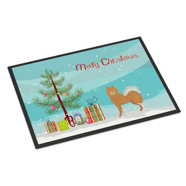 CK3451JMAT 24 x 36 in. Brown & White Elo dog Christmas Tree Indoor or Outdoor Mat
