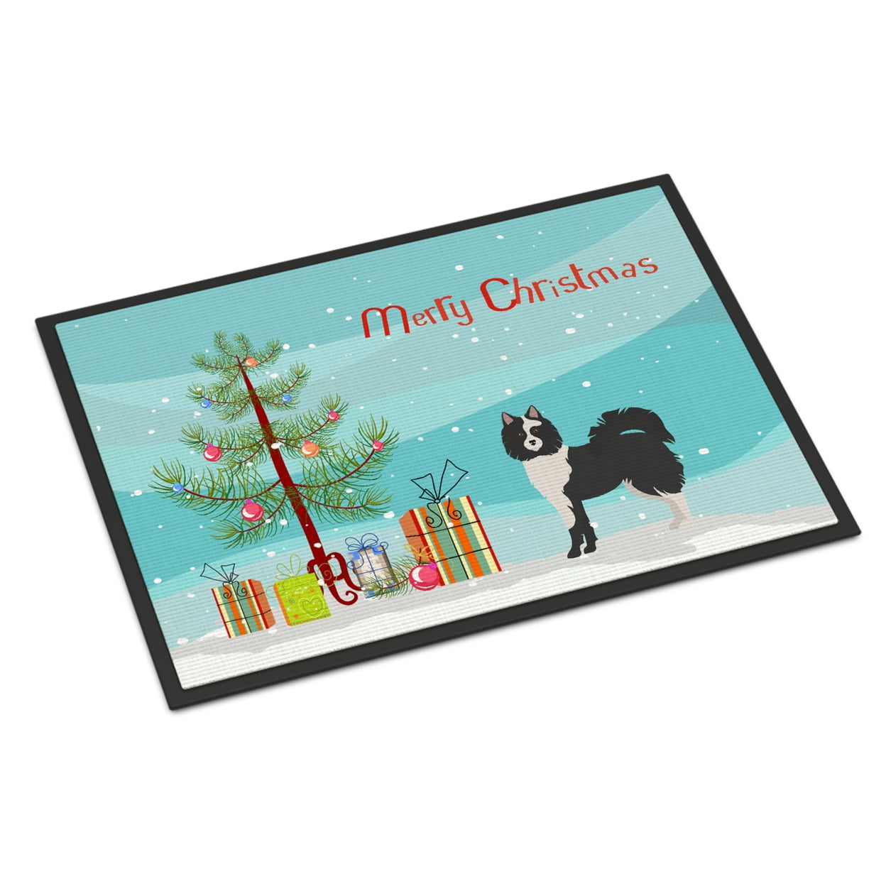 CK3452JMAT 24 x 36 in. Black & White Elo dog Christmas Tree Indoor or Outdoor Mat