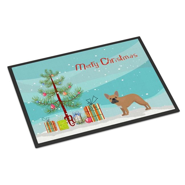 CK3455JMAT 24 x 36 in. French Bulldog Christmas Tree Indoor or Outdoor Mat