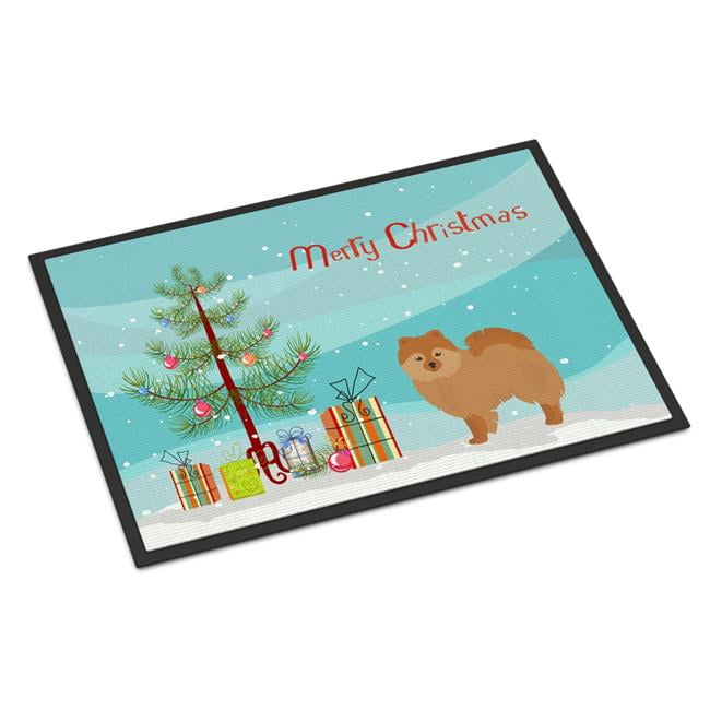 24 x 36 in. German Spitz Christmas Tree Indoor or Outdoor Mat