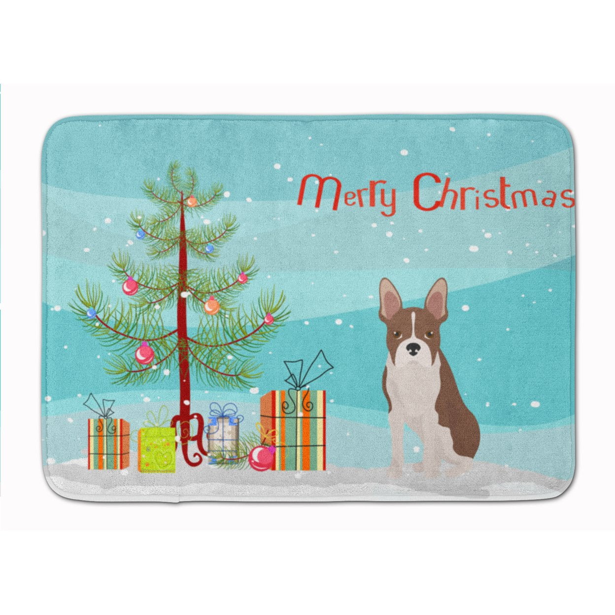 CK3493RUG Boston Terrier Christmas Tree Machine Washable Memory Foam Mat