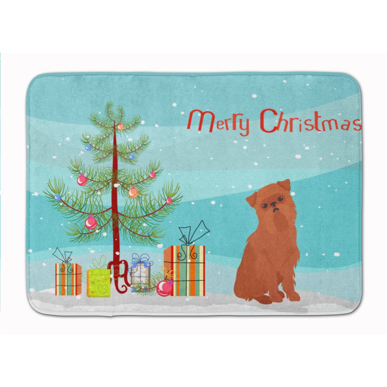 CK3494RUG Brussels Griffon Christmas Tree Machine Washable Memory Foam Mat