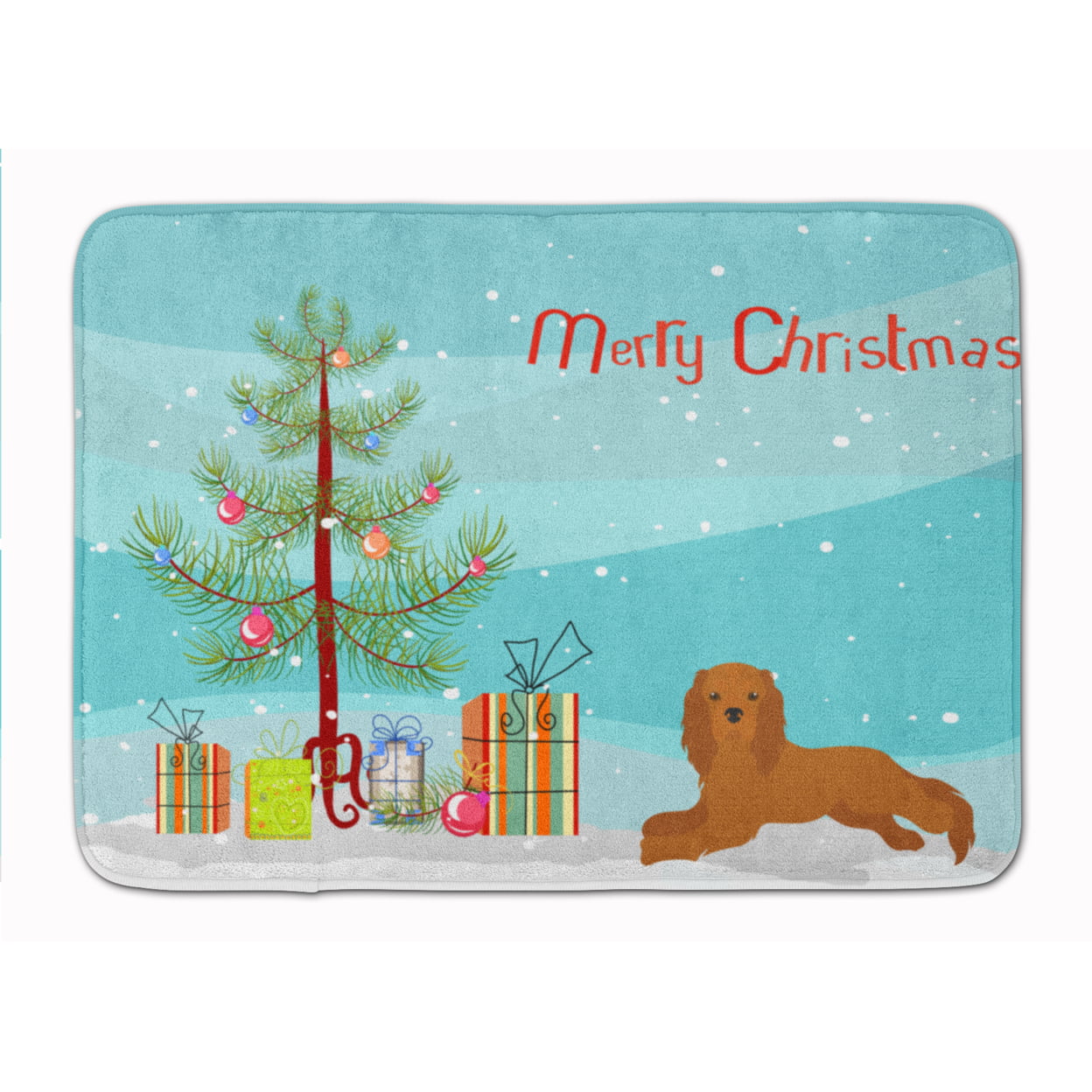 CK3495RUG Ruby Cavalier King Charles Spaniel Christmas Tree Machine Washable Memory Foam Mat