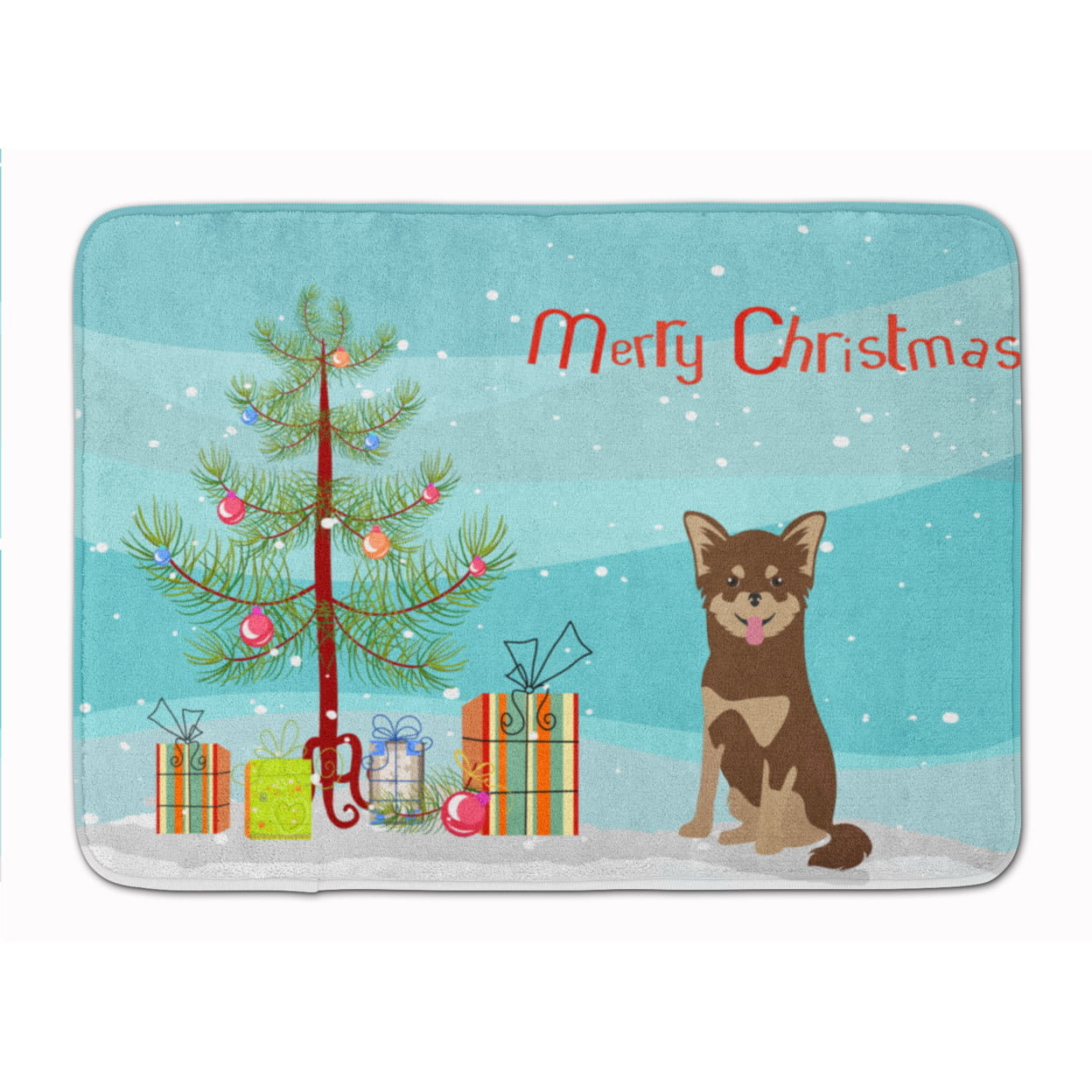 CK3496RUG Chihuahua Christmas Tree Machine Washable Memory Foam Mat
