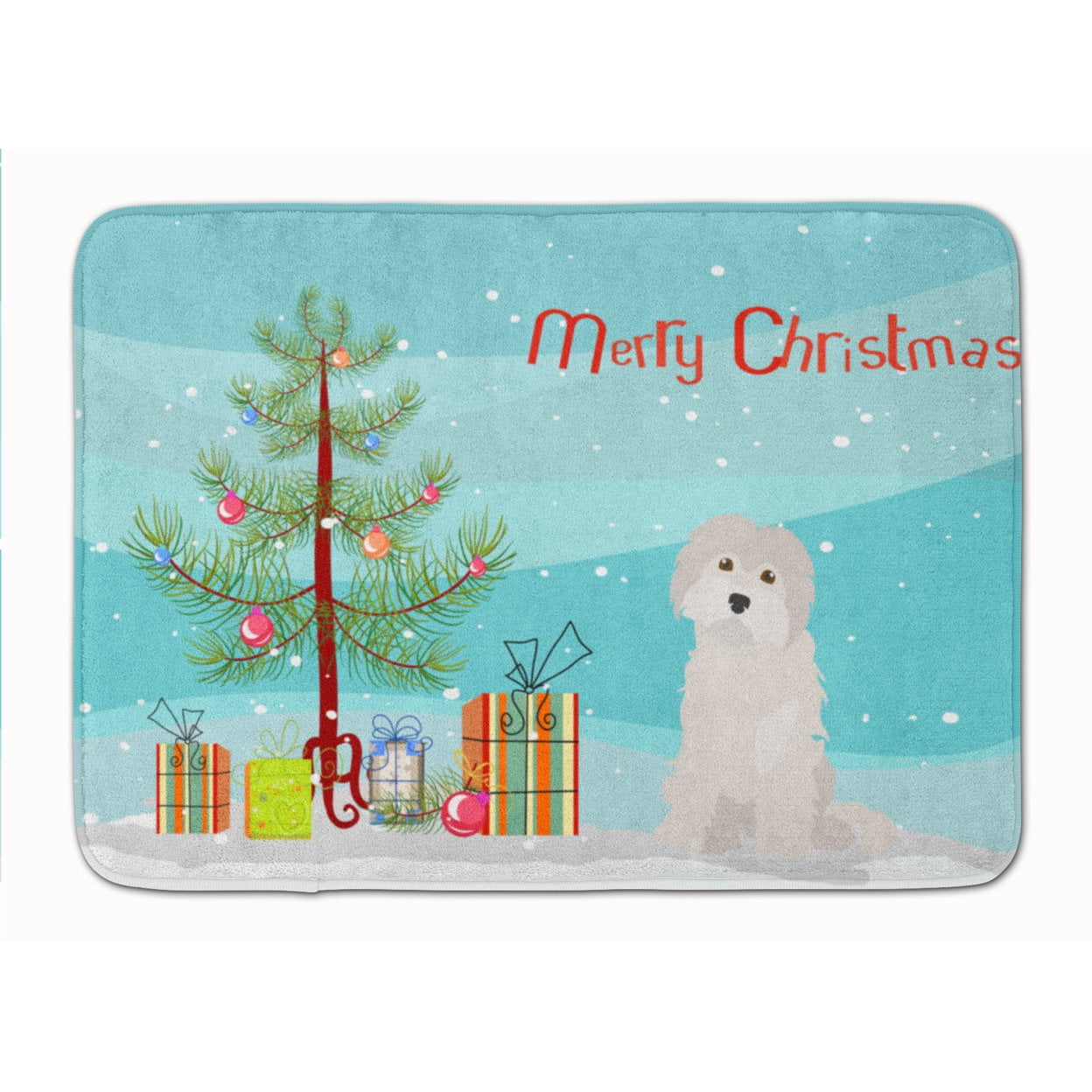 CK3501RUG Maltese No.2 Christmas Tree Machine Washable Memory Foam Mat