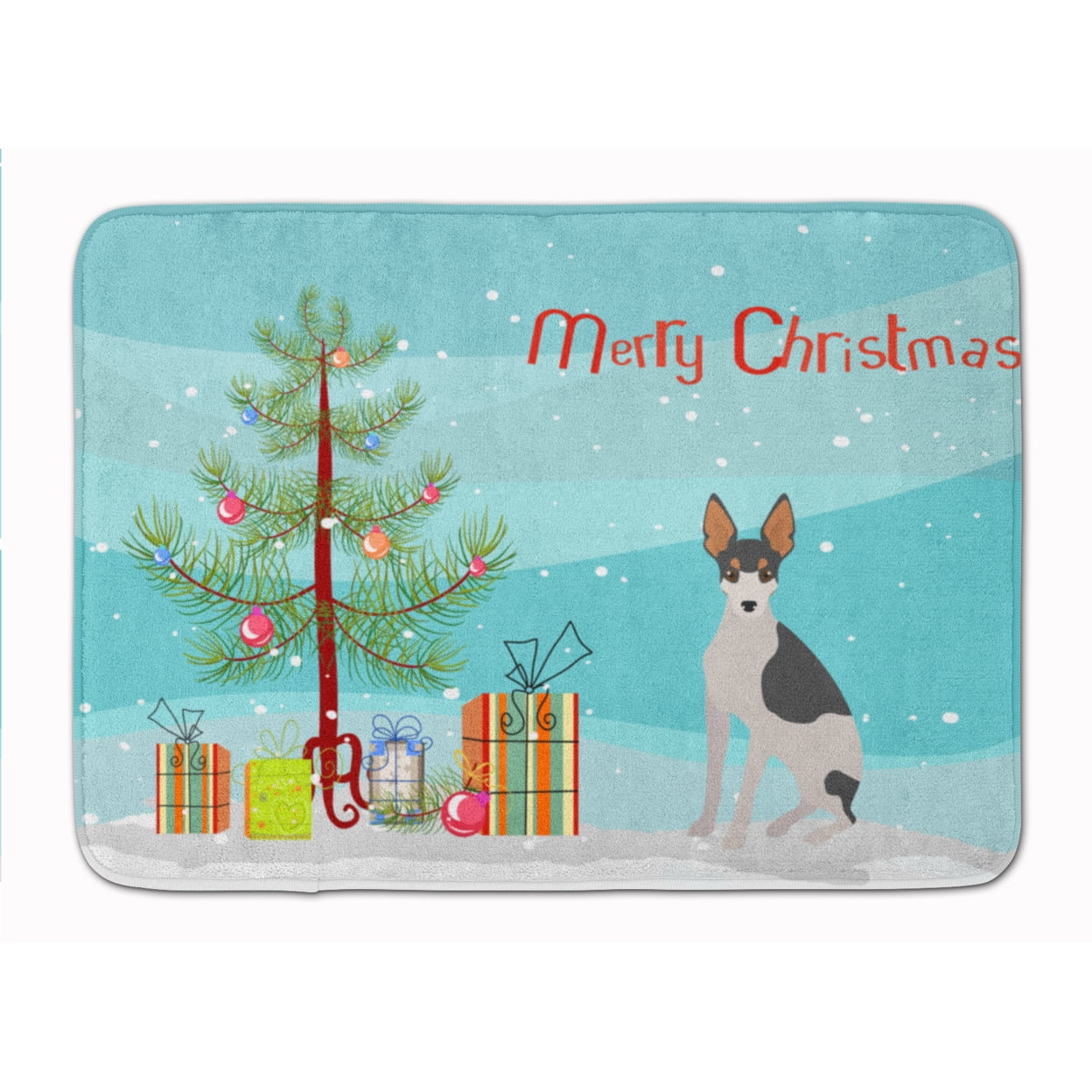 CK3502RUG Miniature Fox Terrier No.2 Christmas Tree Machine Washable Memory Foam Mat
