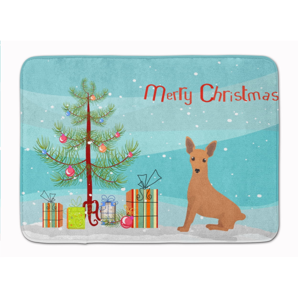 CK3503RUG Miniature Pinscher Christmas Tree Machine Washable Memory Foam Mat