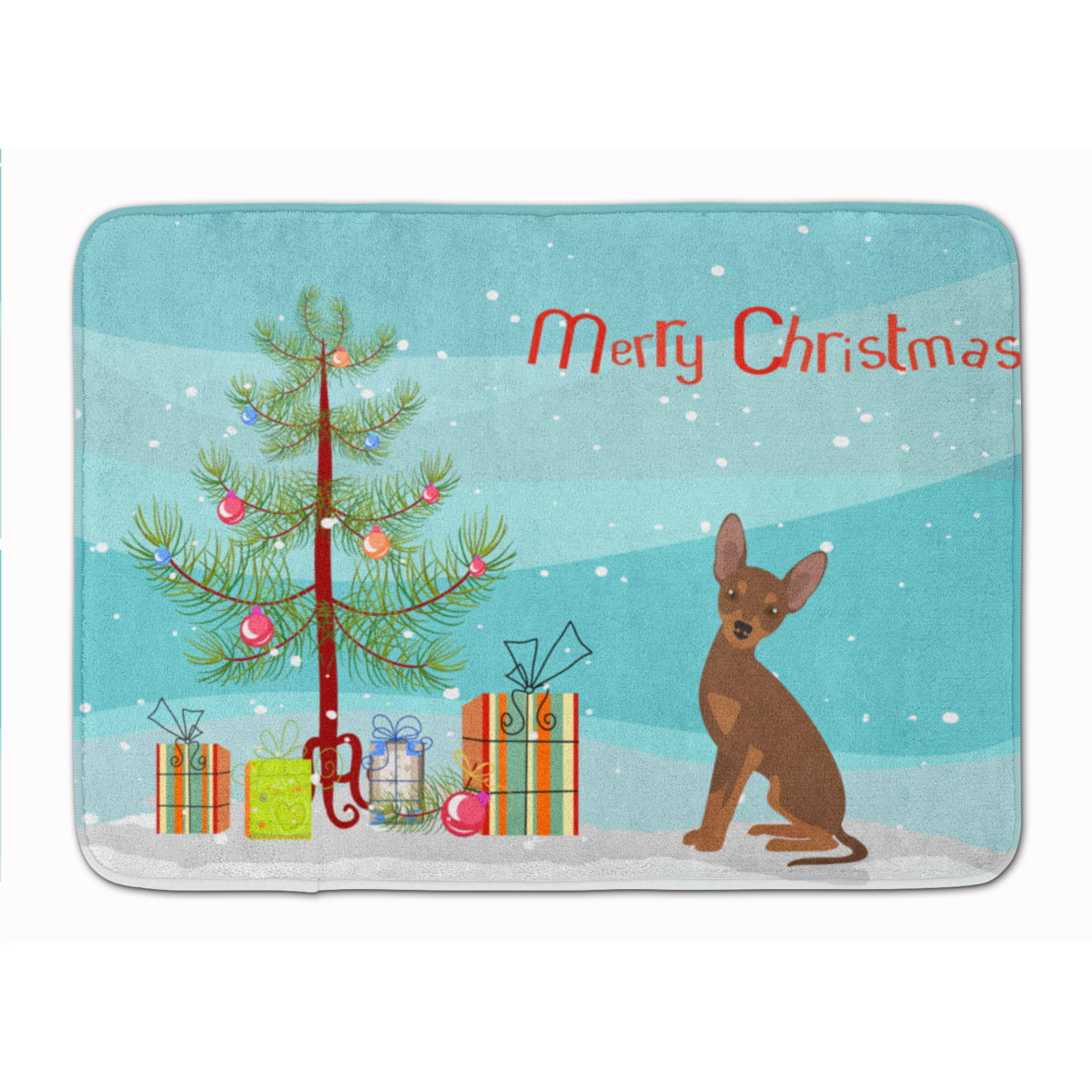 CK3508RUG Brown Prague Ratter Christmas Tree Machine Washable Memory Foam Mat