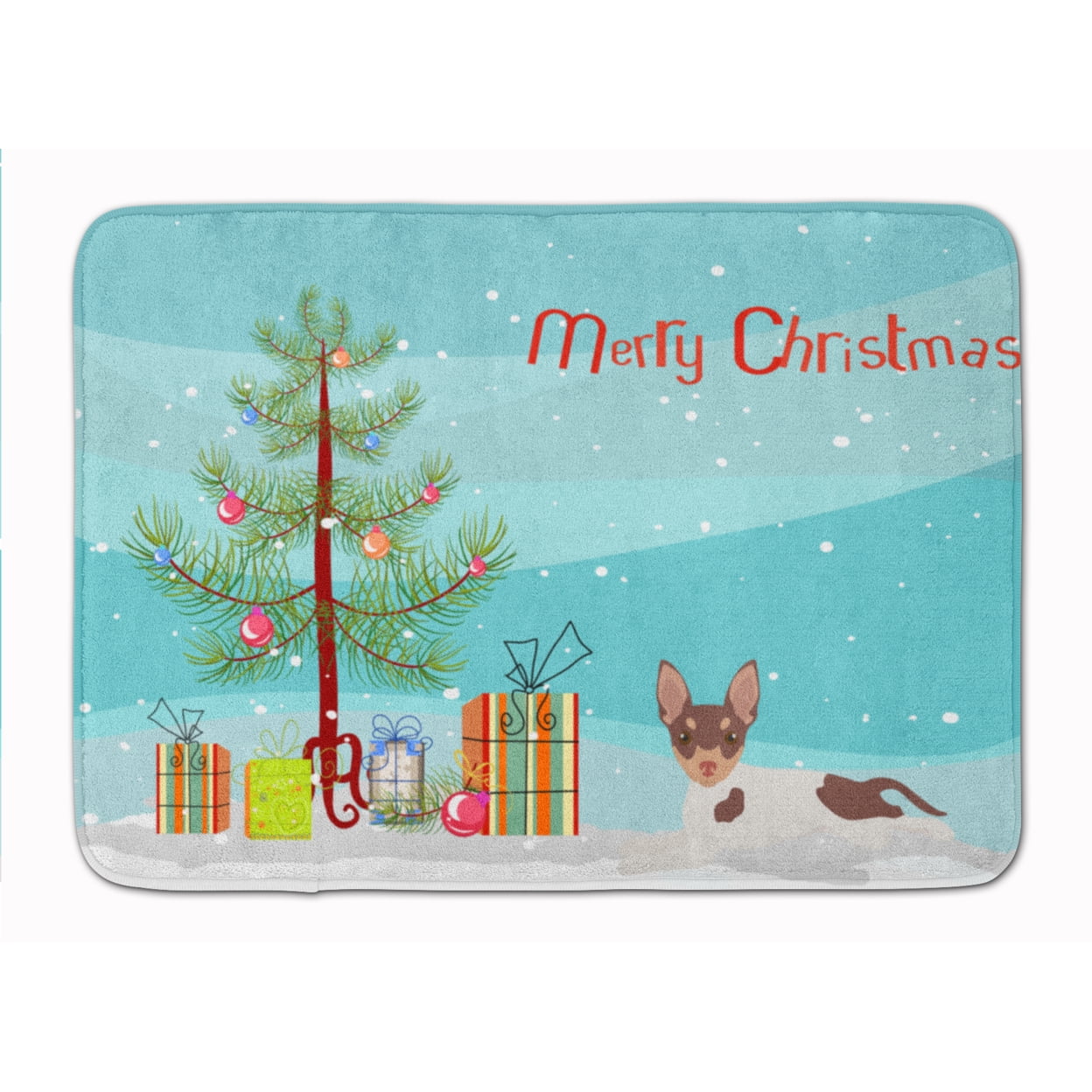 CK3511RUG Toy Fox Terrier Christmas Tree Machine Washable Memory Foam Mat