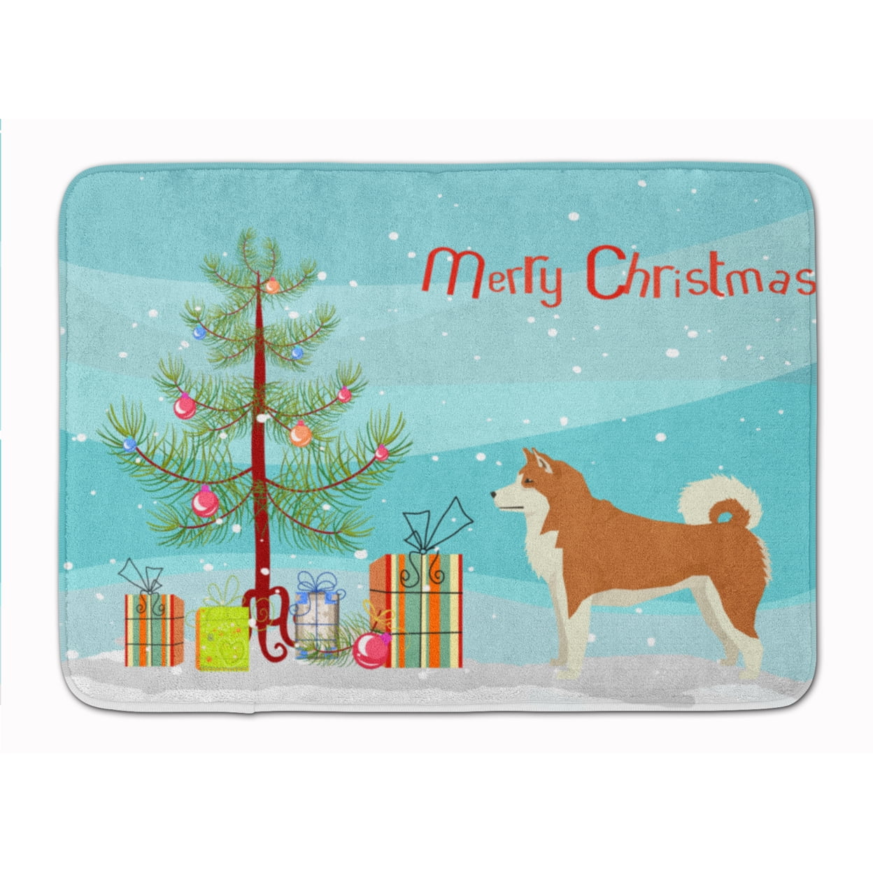 CK3512RUG Akita Christmas Tree Machine Washable Memory Foam Mat