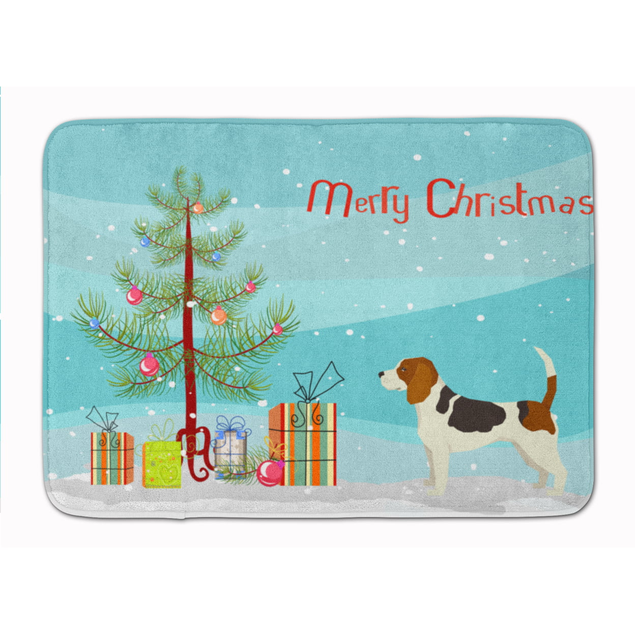 CK3519RUG Beagle Christmas Tree Machine Washable Memory Foam Mat