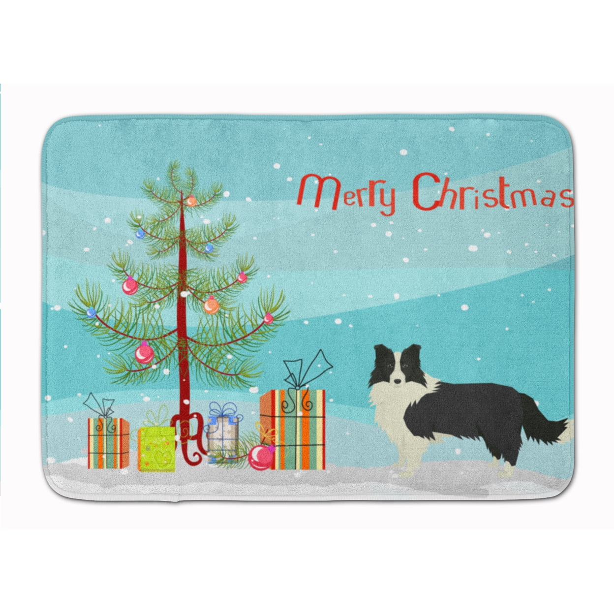 CK3522RUG Border Collie Christmas Tree Machine Washable Memory Foam Mat