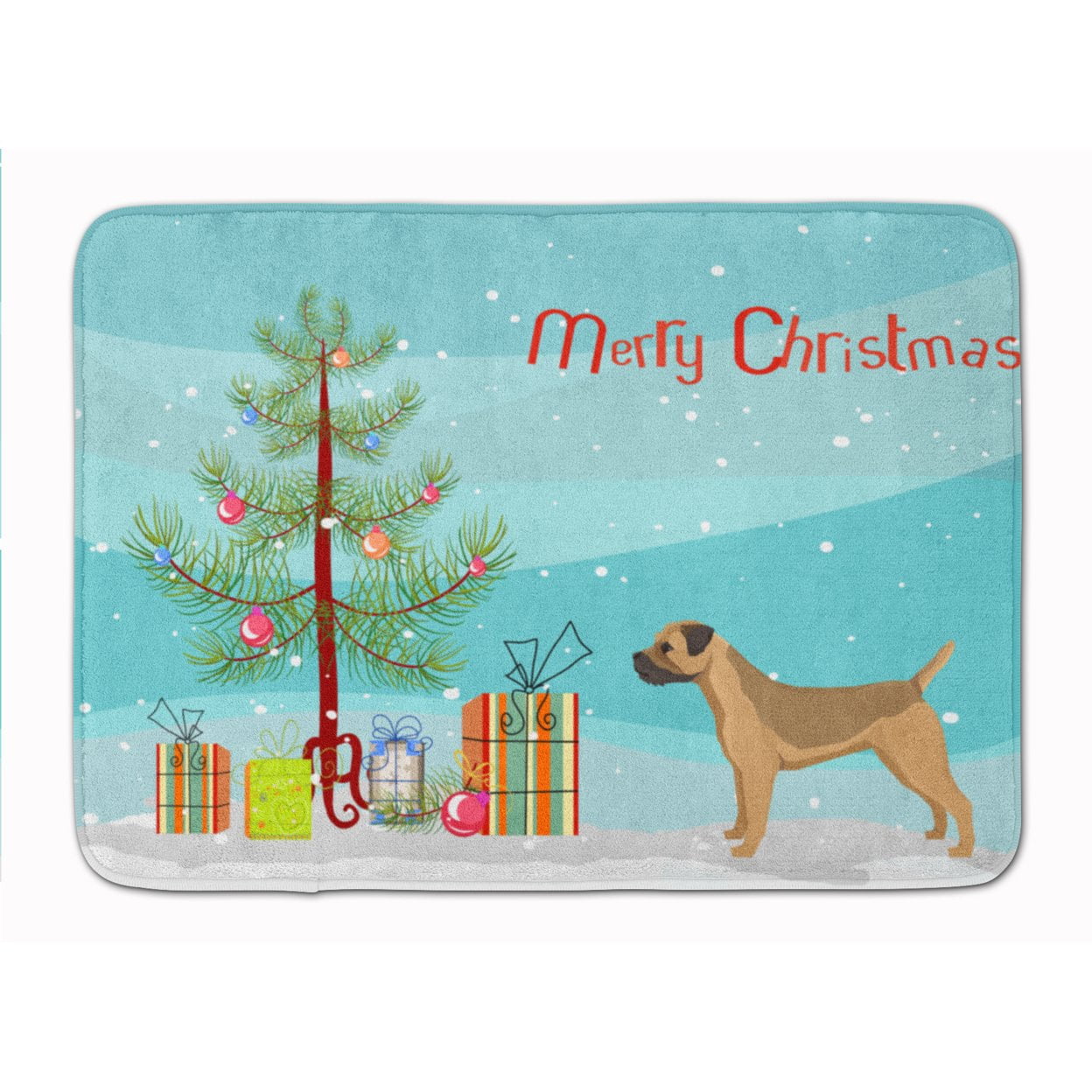 CK3523RUG Border Terrier Christmas Tree Machine Washable Memory Foam Mat