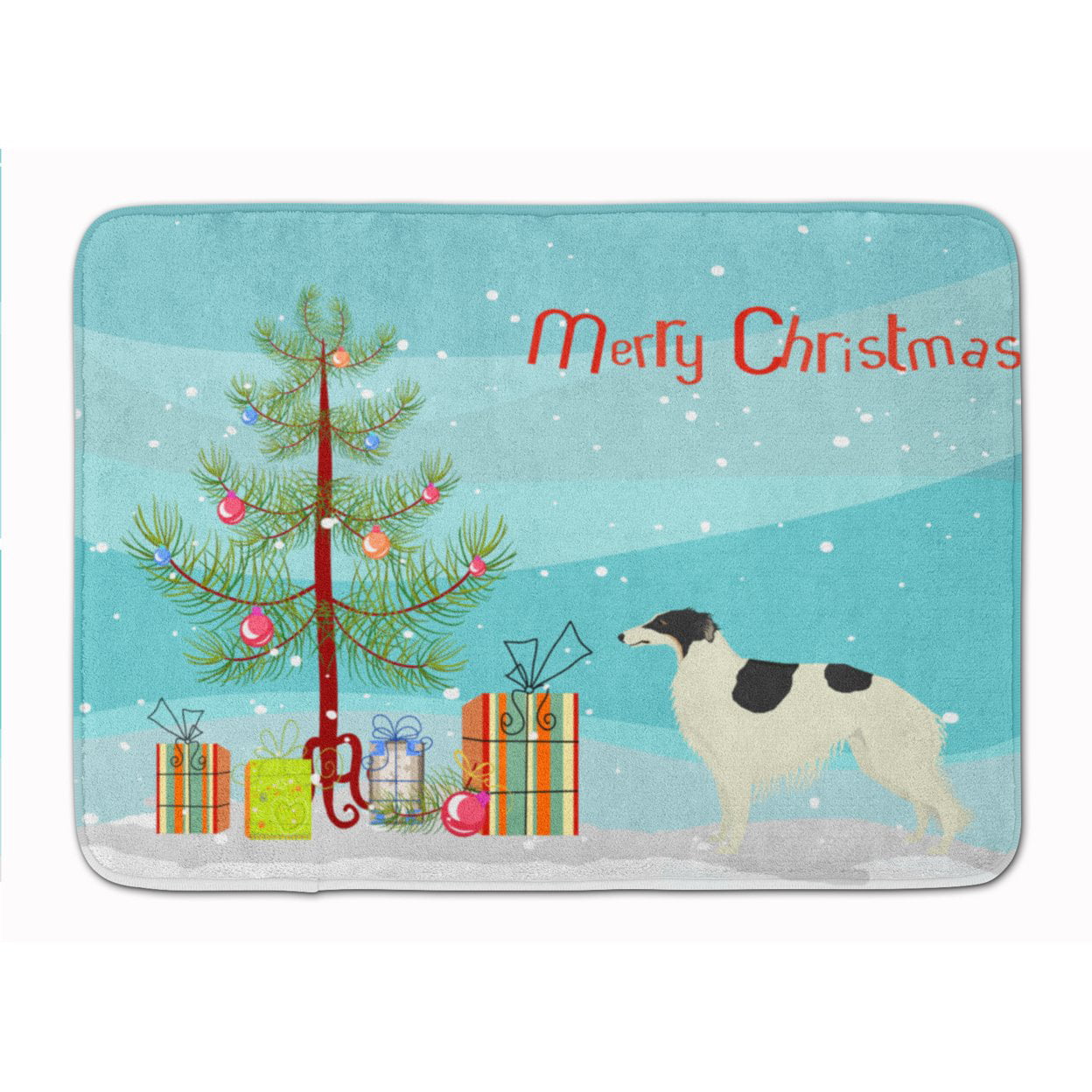 CK3524RUG Borzoi Christmas Tree Machine Washable Memory Foam Mat