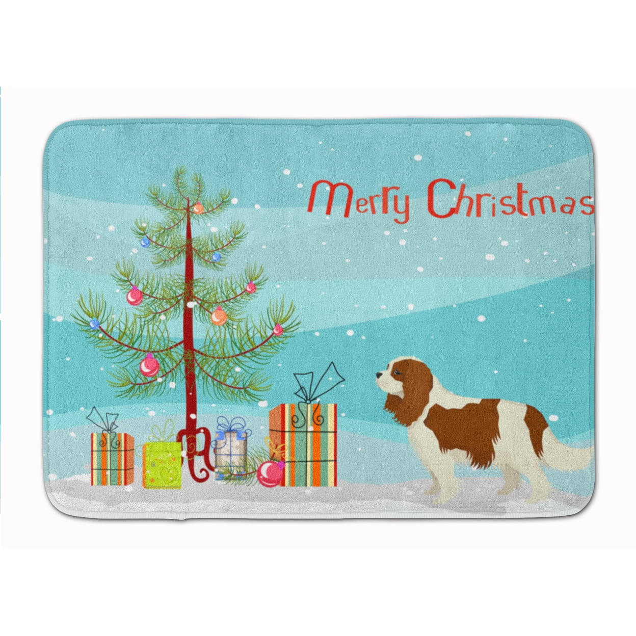 CK3529RUG Cavalier Spaniel Christmas Tree Machine Washable Memory Foam Mat