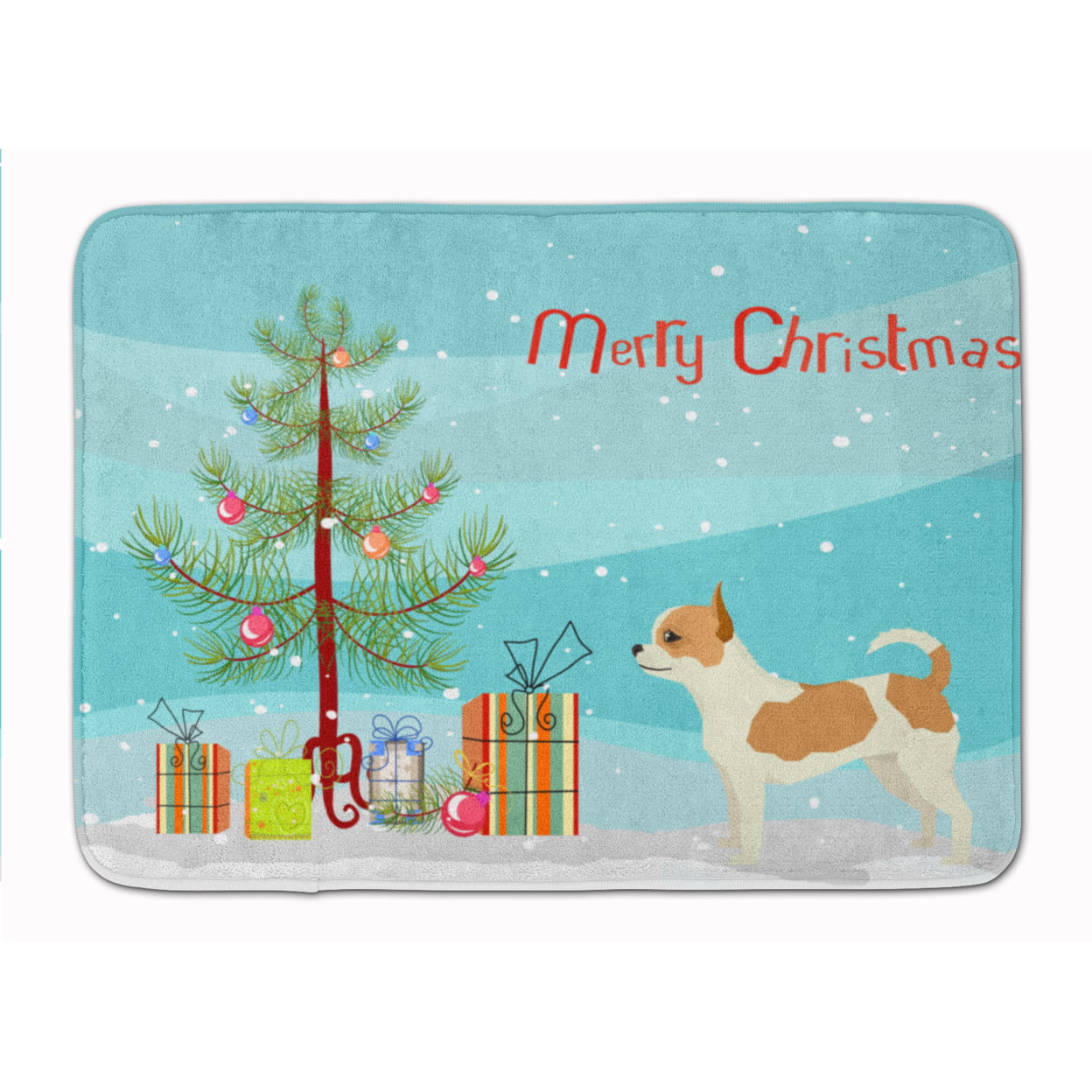 CK3530RUG Chihuahua Christmas Tree Machine Washable Memory Foam Mat