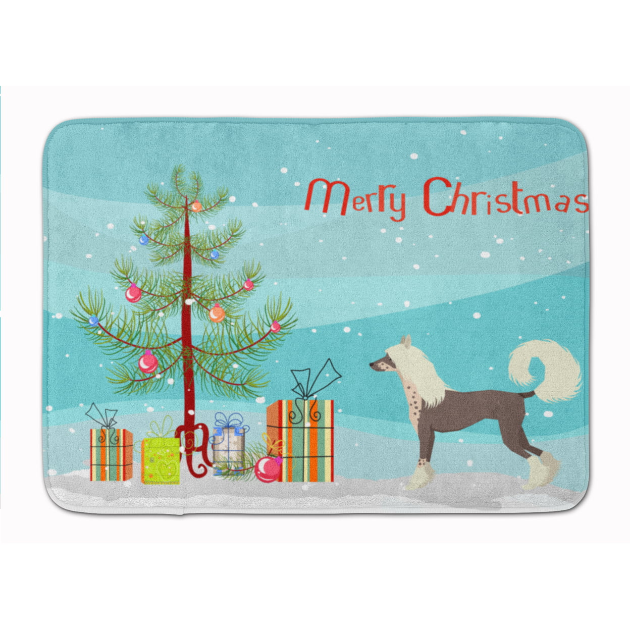 CK3531RUG Chinese Crested Christmas Tree Machine Washable Memory Foam Mat