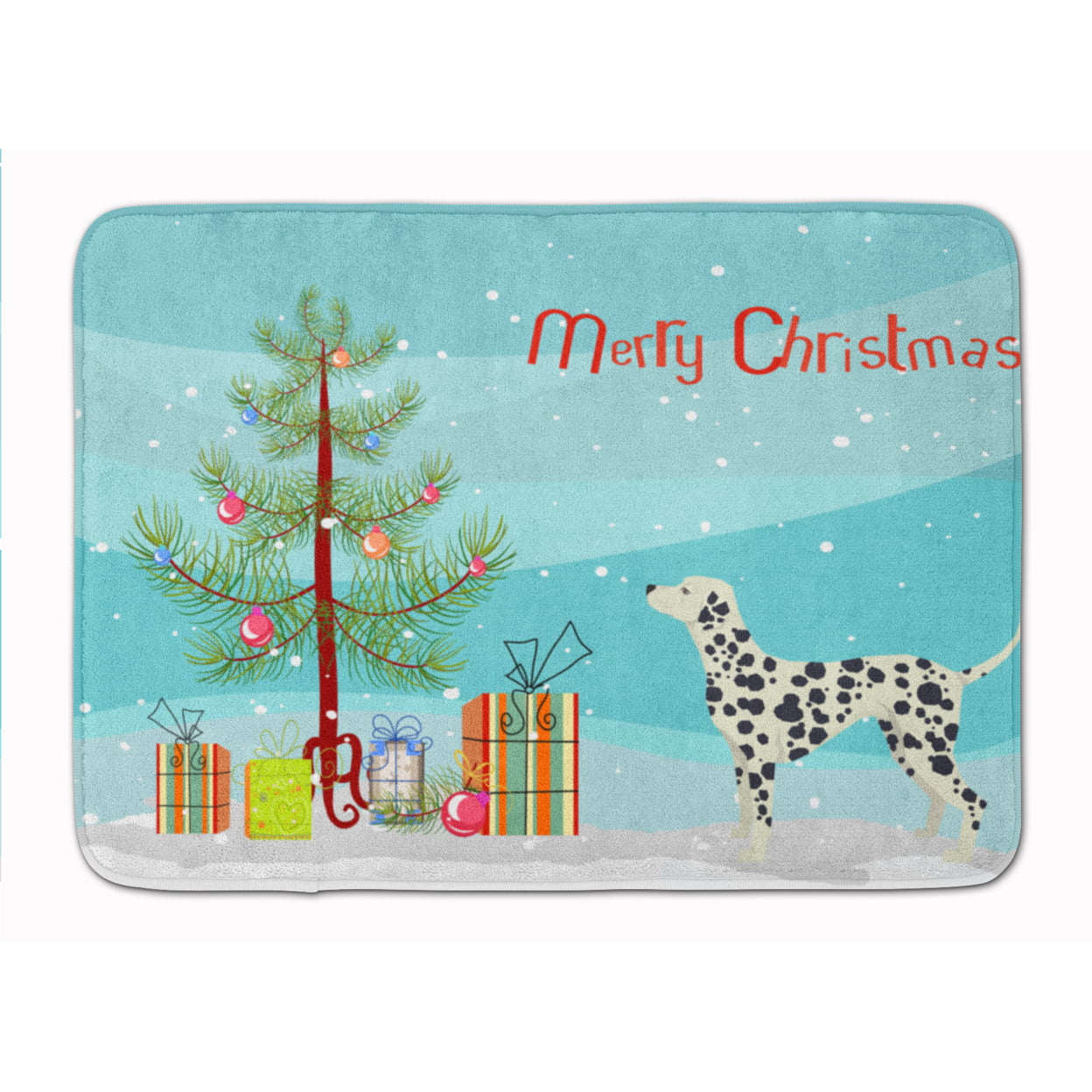 CK3534RUG Dalmatian Christmas Tree Machine Washable Memory Foam Mat