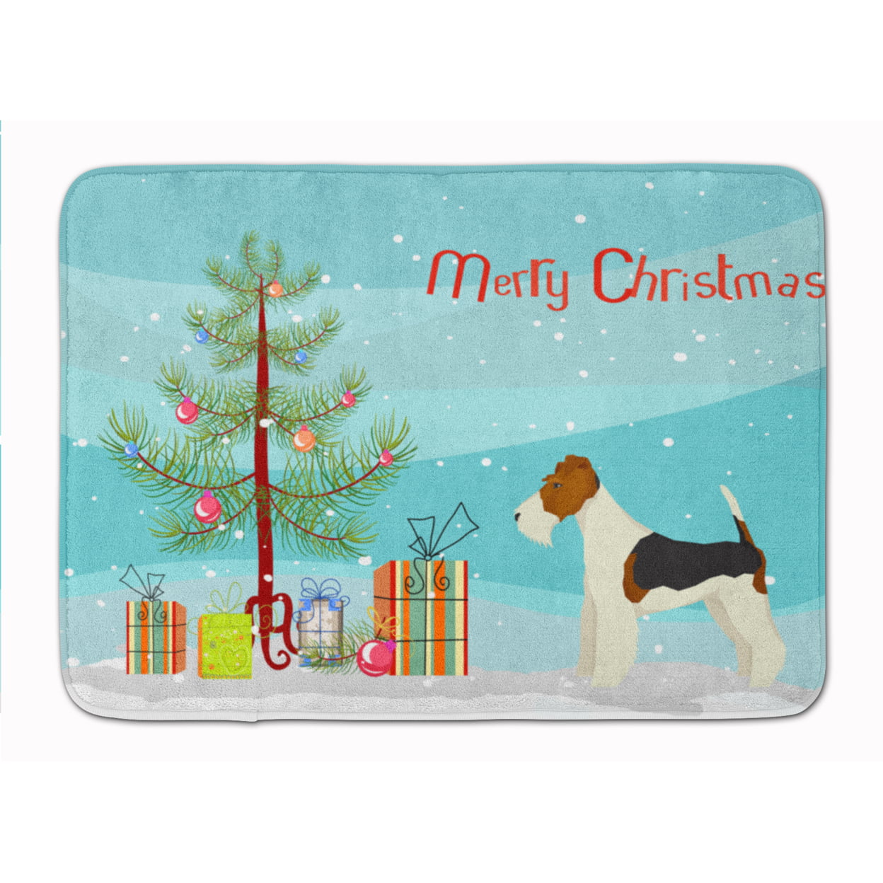 CK3538RUG Fox Terrier Christmas Tree Machine Washable Memory Foam Mat