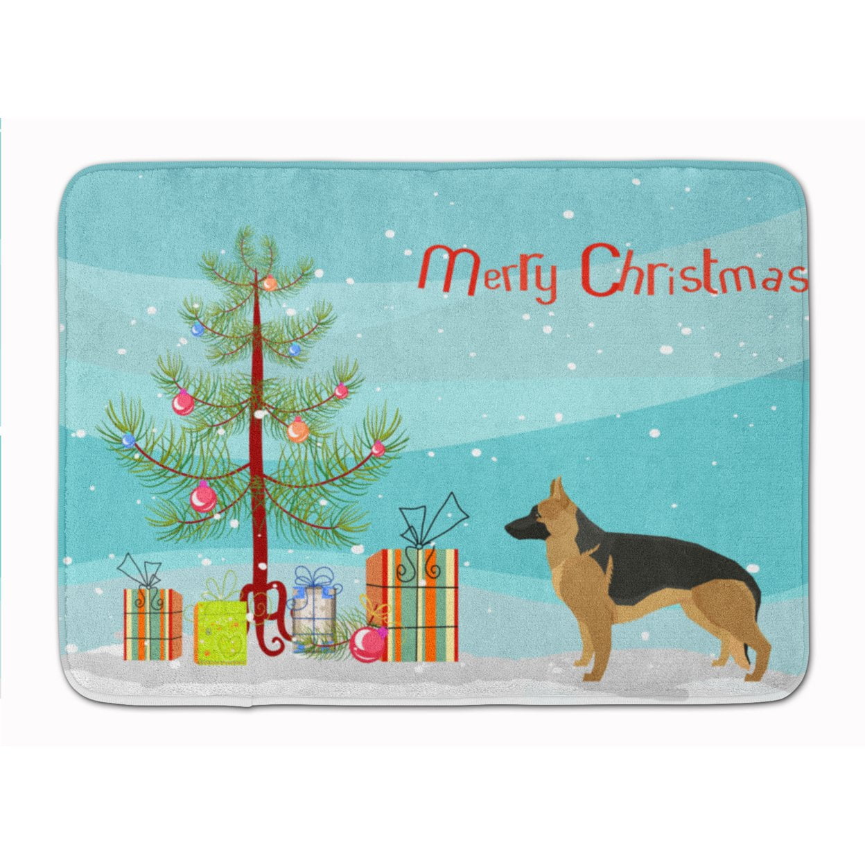 CK3540RUG German Shepherd Christmas Tree Machine Washable Memory Foam Mat