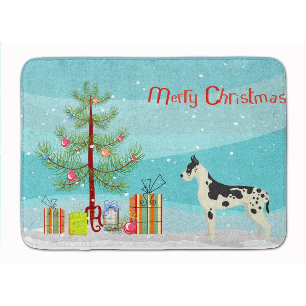CK3542RUG Great Dane Christmas Tree Machine Washable Memory Foam Mat