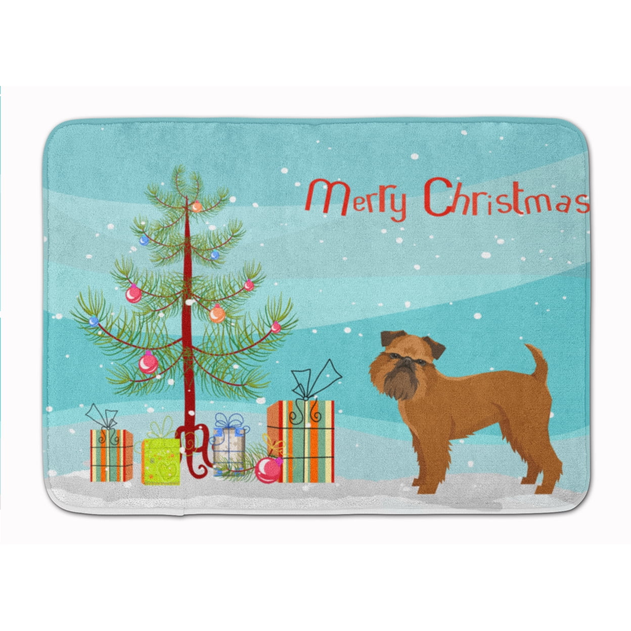 CK3544RUG Brussels Griffon Christmas Tree Machine Washable Memory Foam Mat