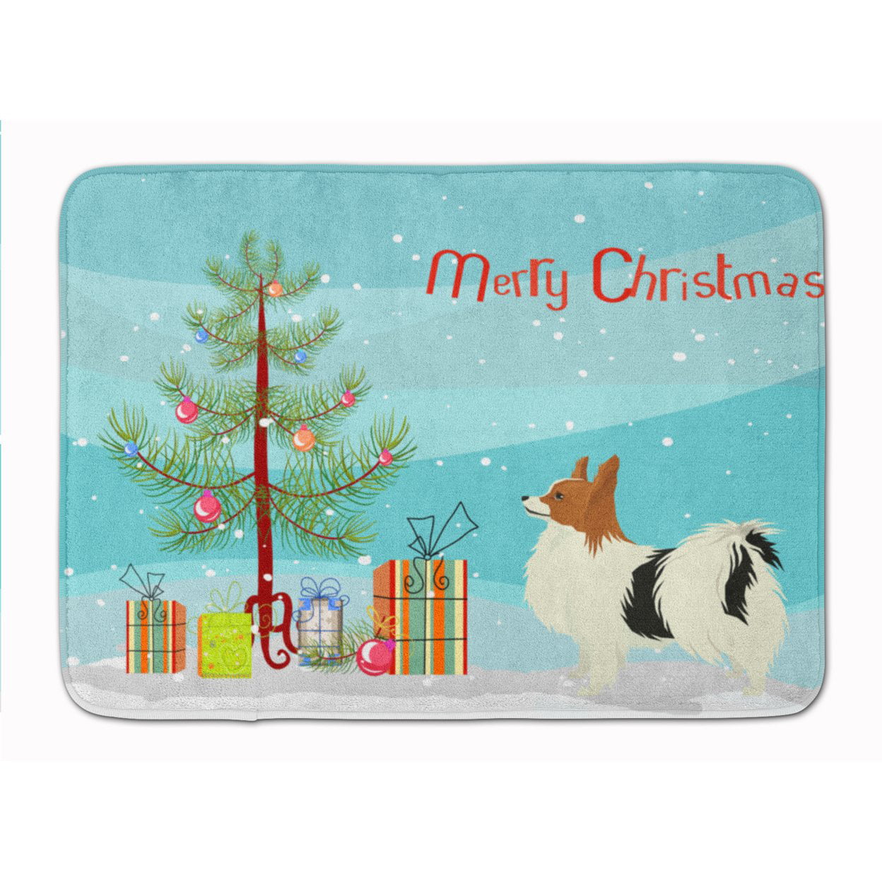 CK3553RUG Papillon Christmas Tree Machine Washable Memory Foam Mat