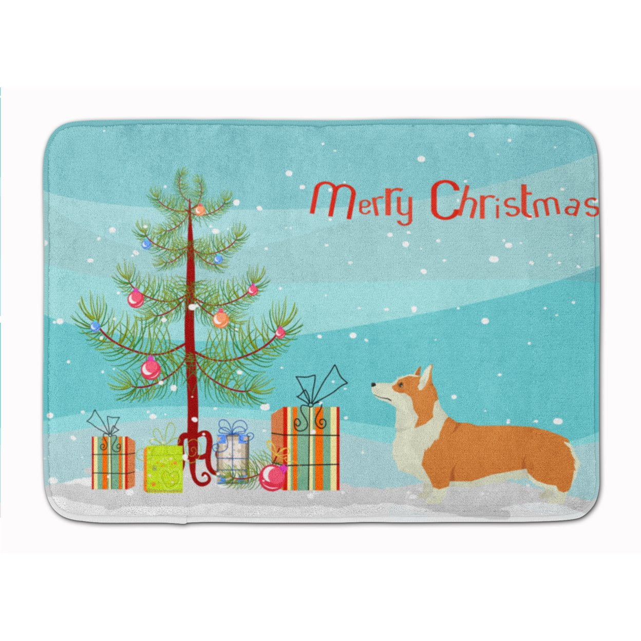 CK3554RUG Pembroke Corgi Christmas Tree Machine Washable Memory Foam Mat