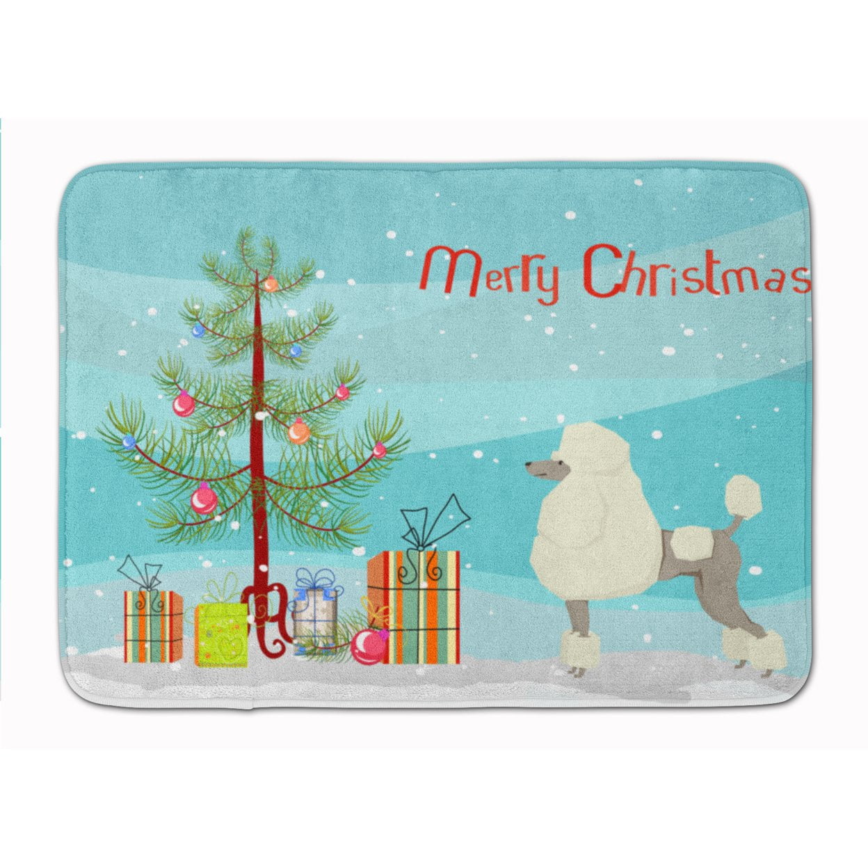 CK3556RUG Poodle Christmas Tree Machine Washable Memory Foam Mat