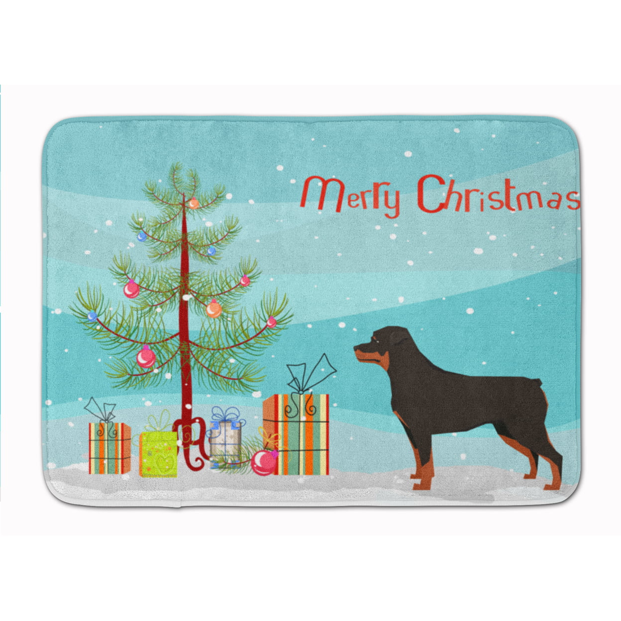 CK3558RUG Rottweiler Christmas Tree Machine Washable Memory Foam Mat