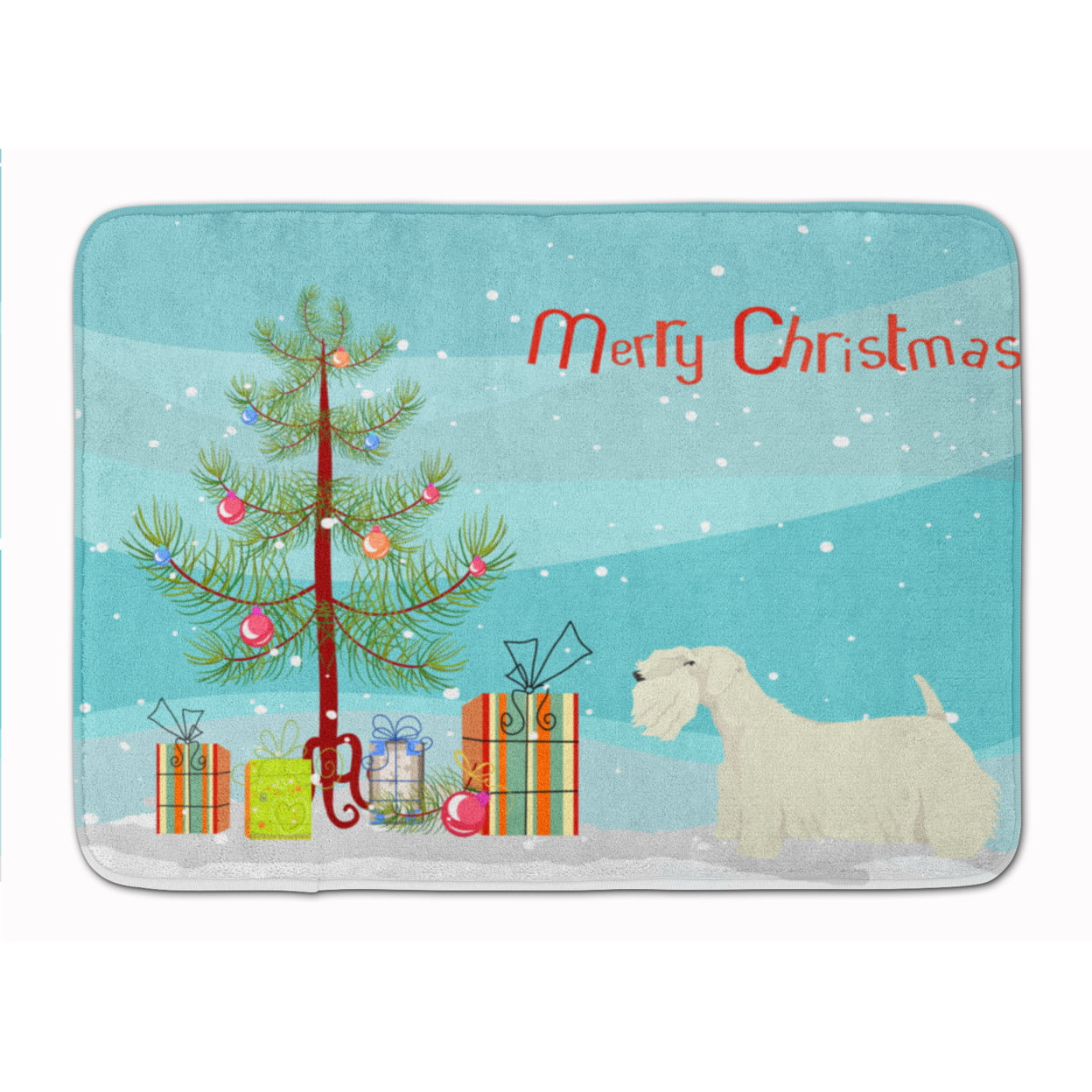 CK3561RUG Sealyham Terrier Christmas Tree Machine Washable Memory Foam Mat