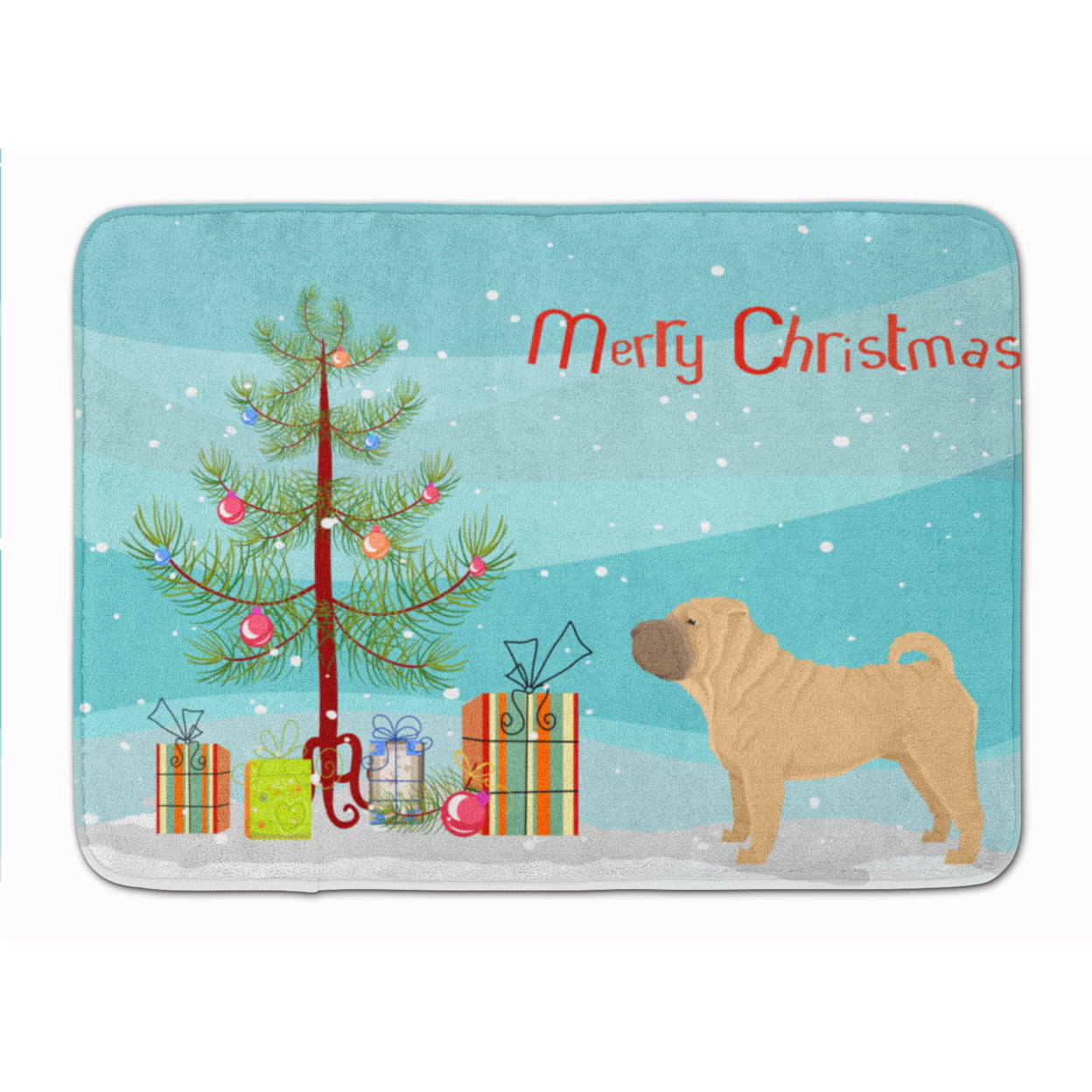CK3562RUG Shar Pei Christmas Tree Machine Washable Memory Foam Mat