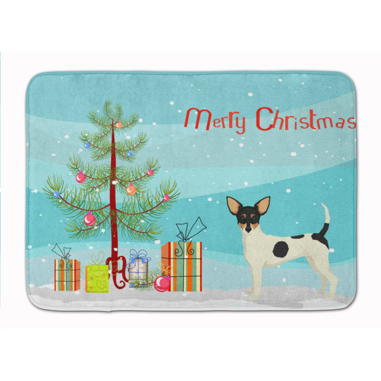 CK3567RUG Toy Fox Terrier Christmas Tree Machine Washable Memory Foam Mat