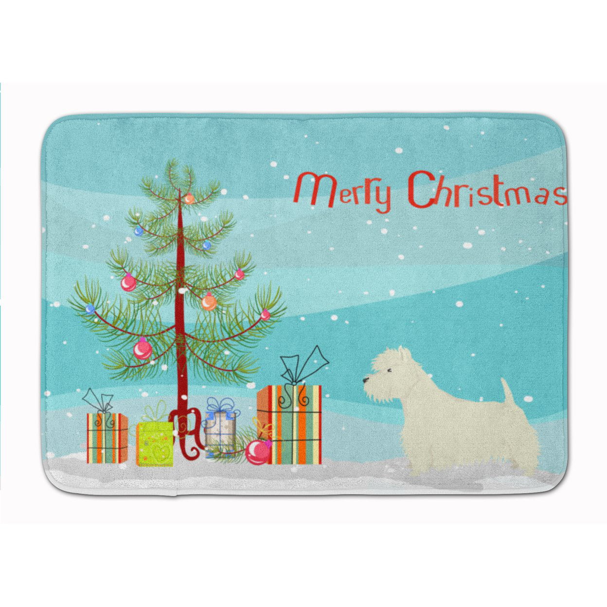 CK3569RUG Westie Christmas Tree Machine Washable Memory Foam Mat