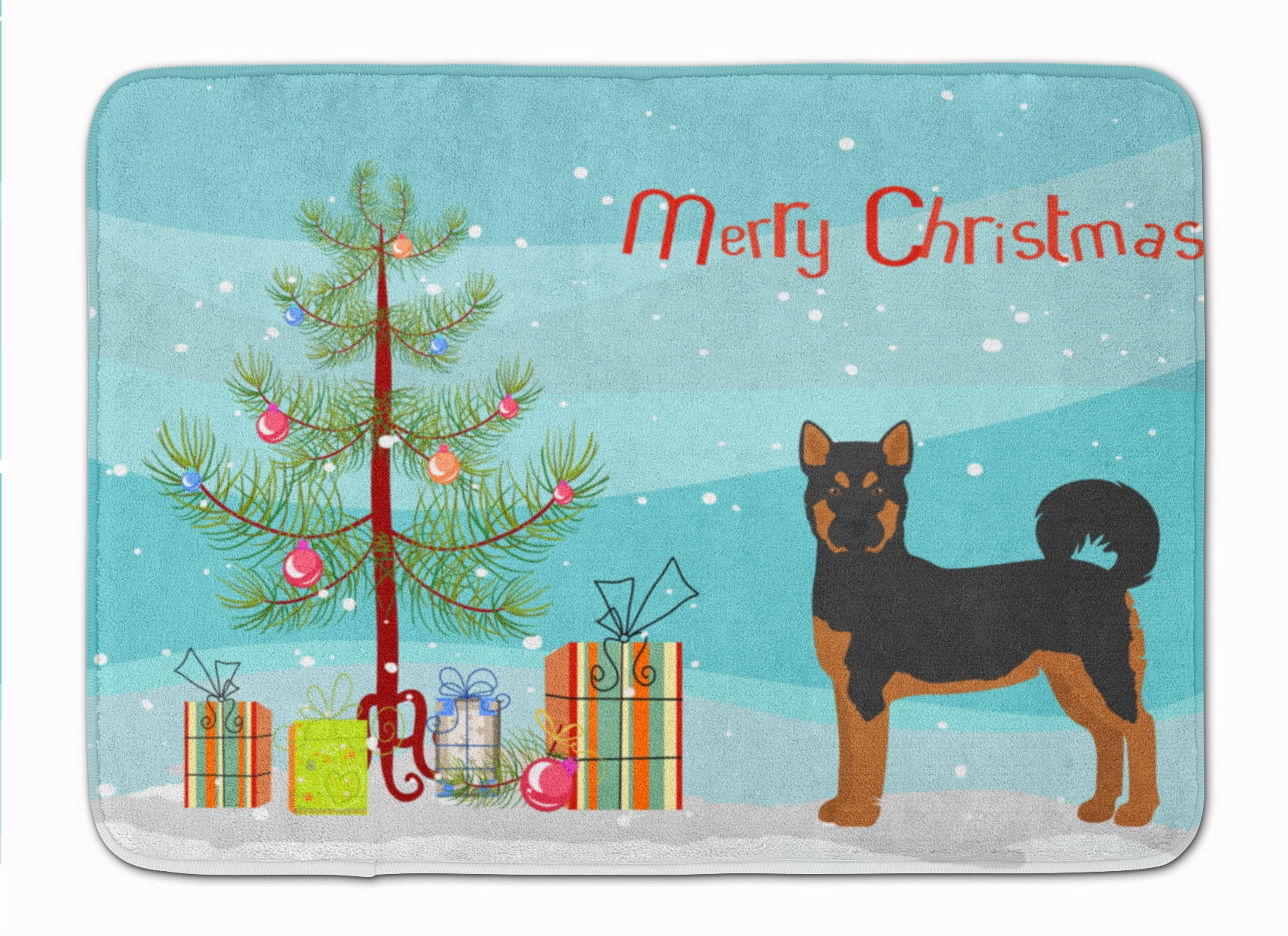 Akita Shepherd Black & Tan Christmas Tree Machine Washable Memory Foam Mat