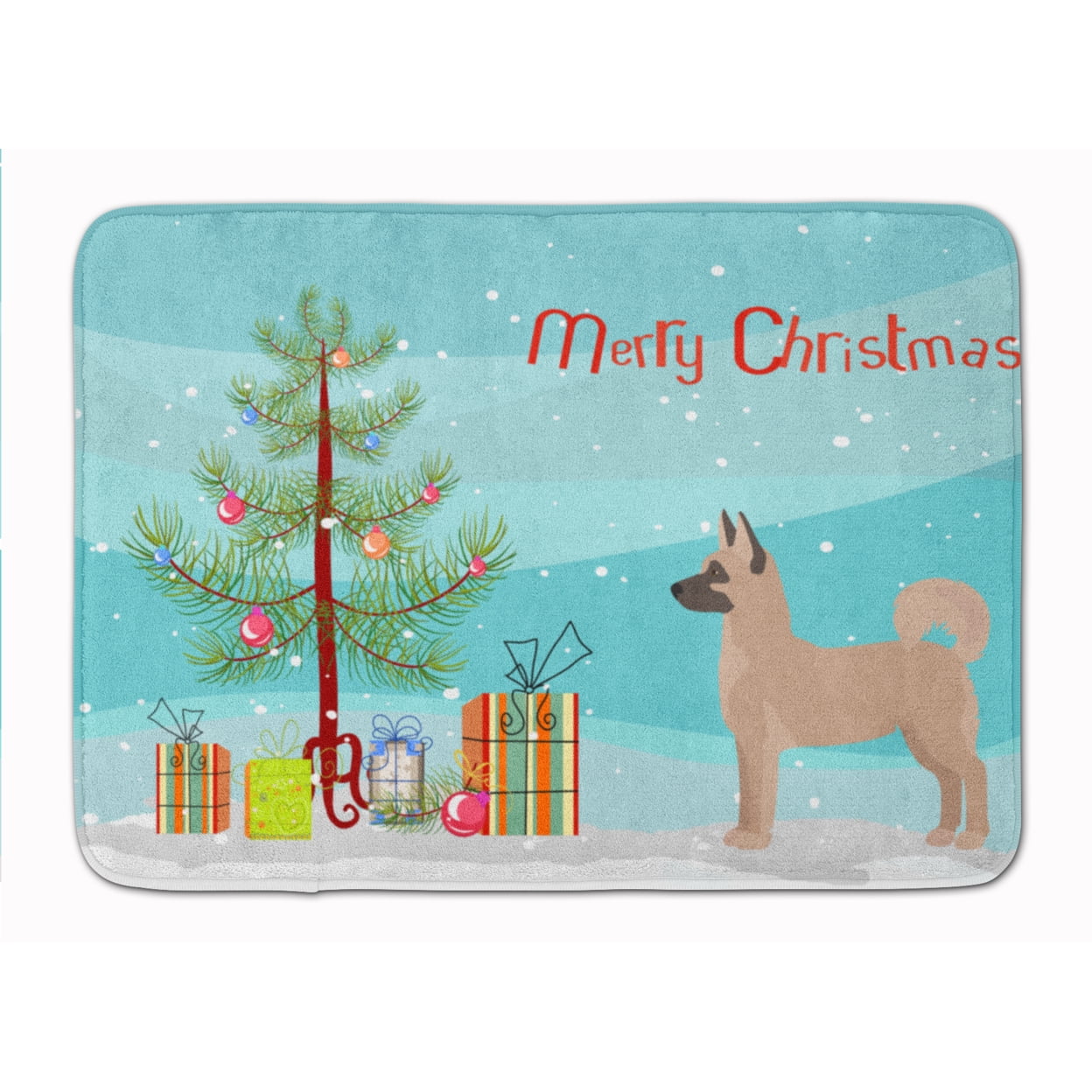 CK3799RUG Akita Shepherd Christmas Tree Machine Washable Memory Foam Mat