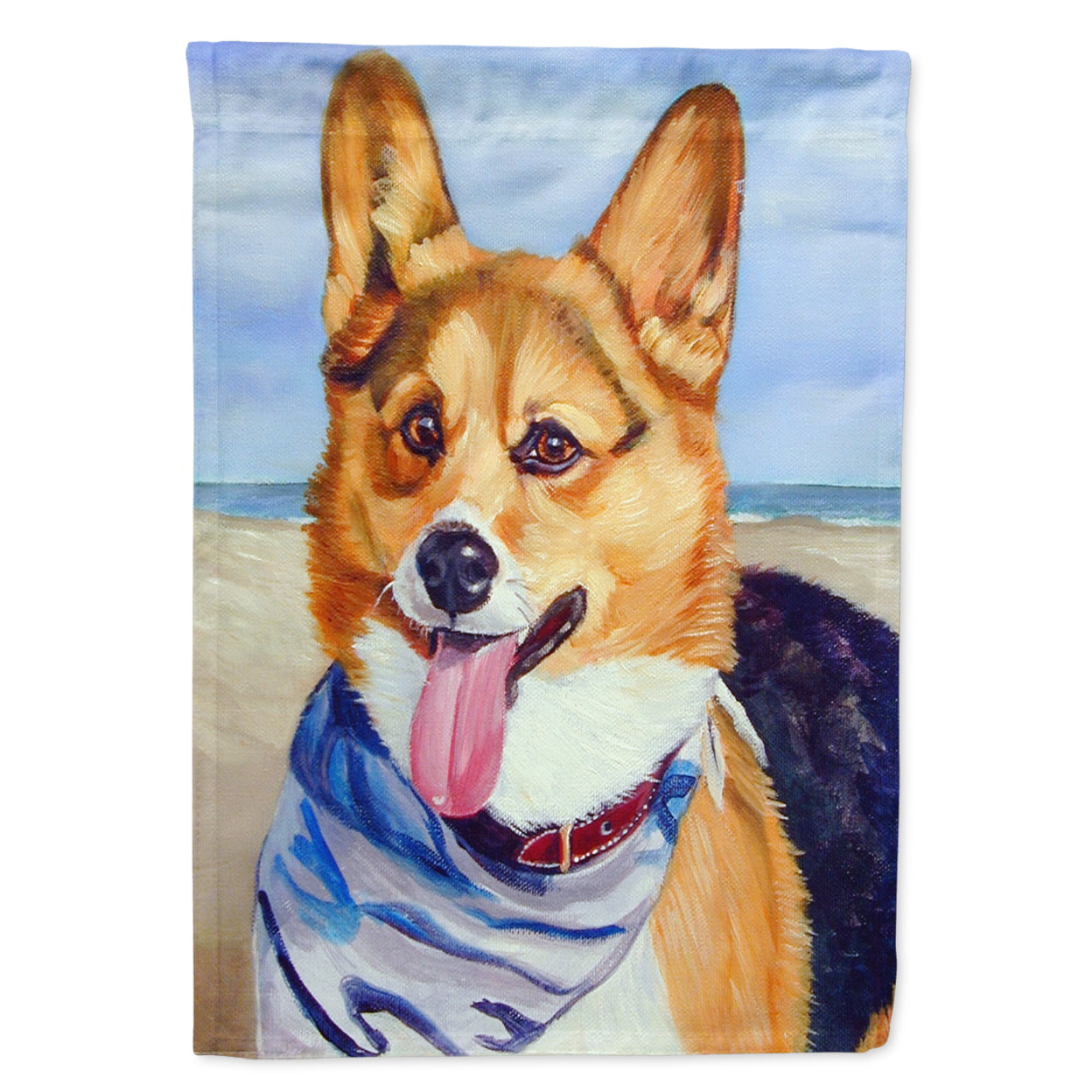 Corgi Beach Bandana Garden Size Flag