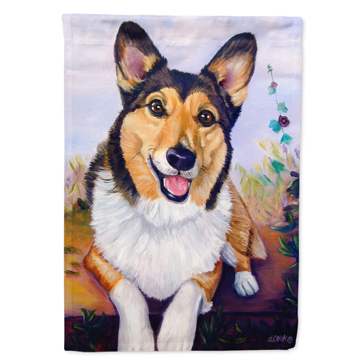 Pembroke Corgi Waiting Garden Size Flag