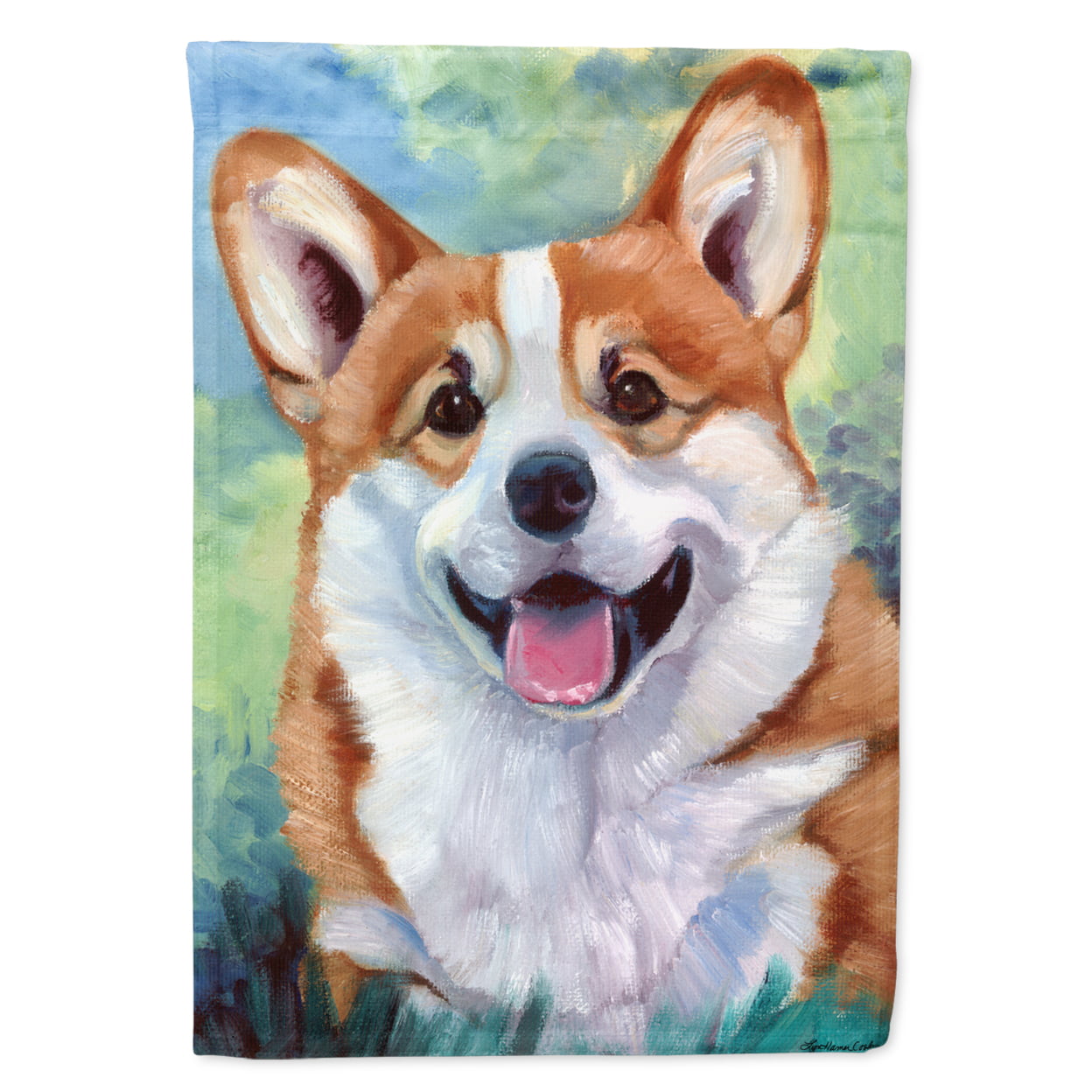 Pembroke Corgi Happy Face Garden Size Flag