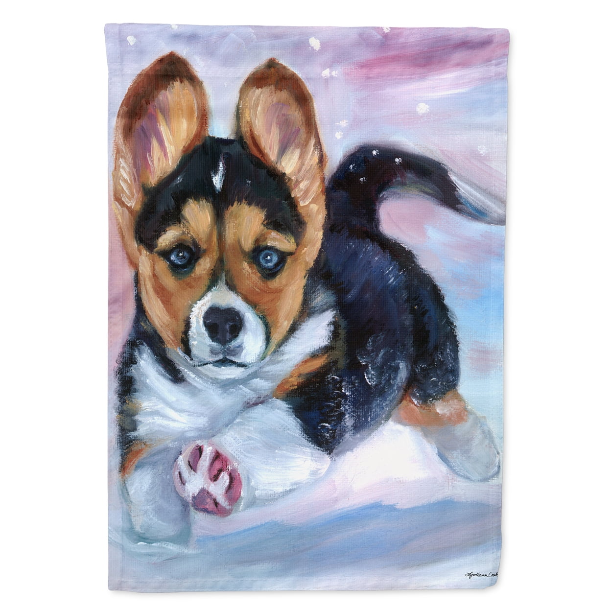 Puppy Chase Corgi Garden Size Flag