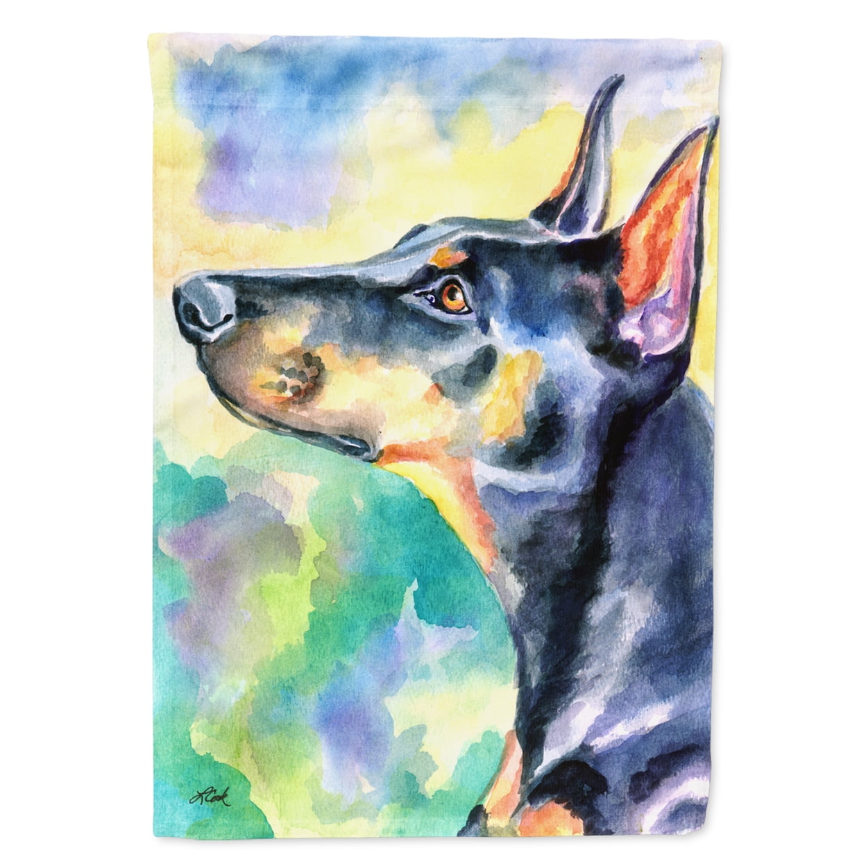 Watercolor Doberman Garden Size Flag