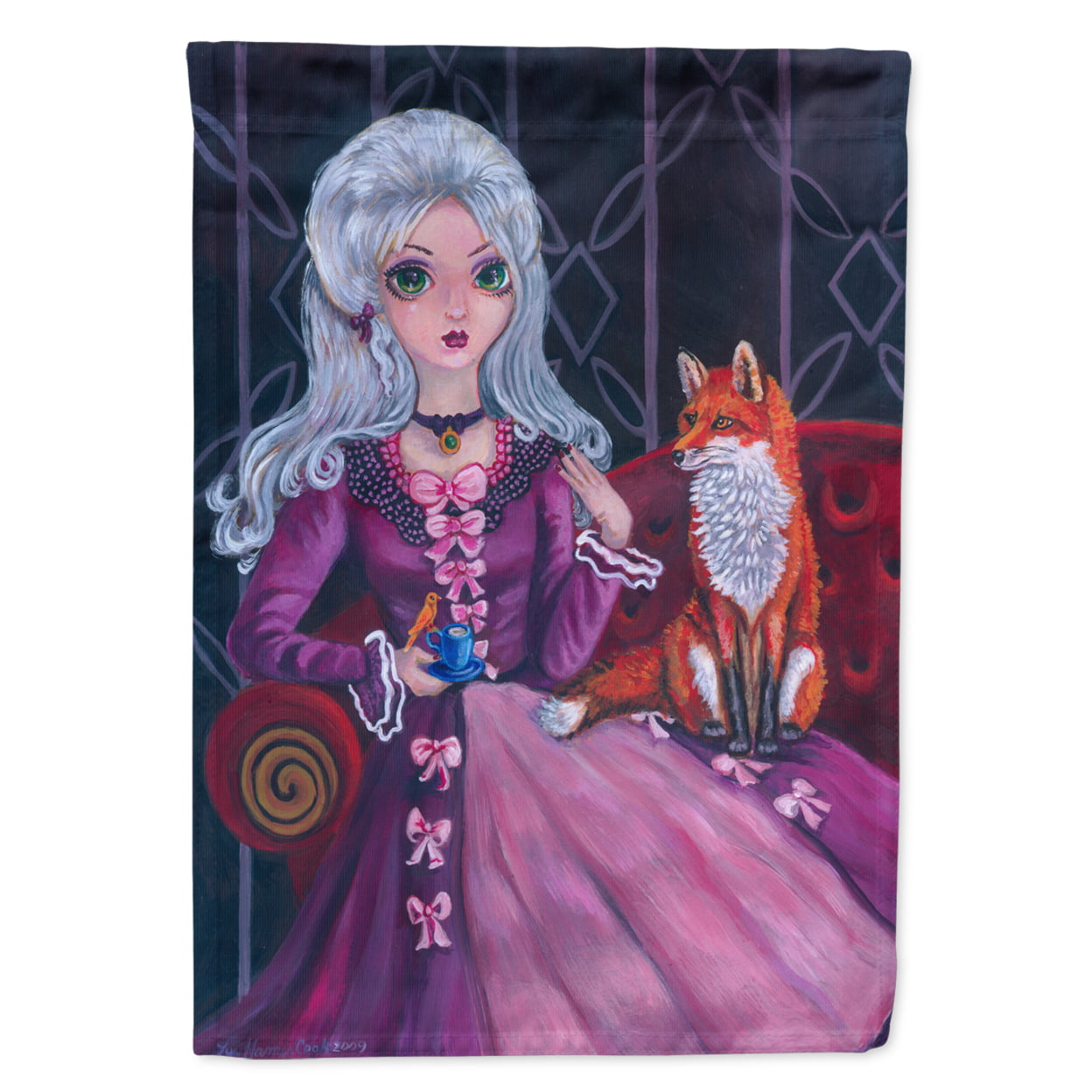 Tea Time Fox Garden Size Flag