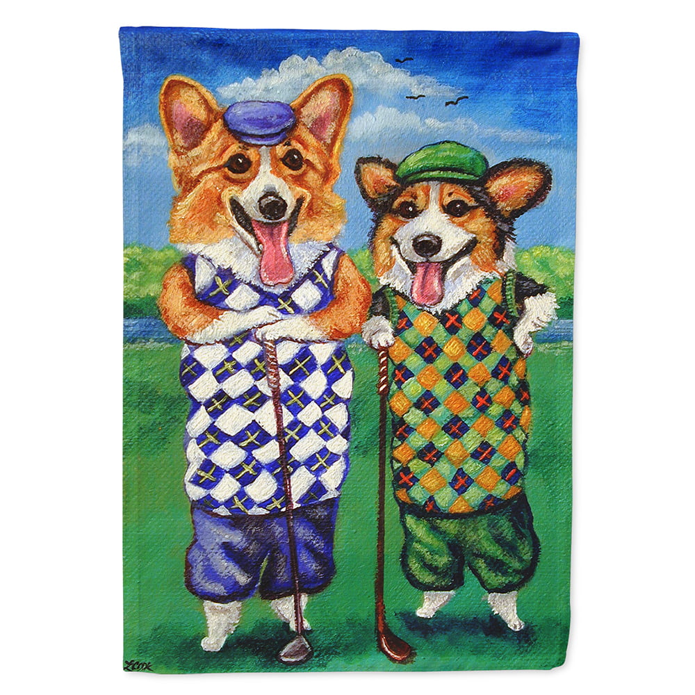 Corgi Golfers Flag Canvas House Size