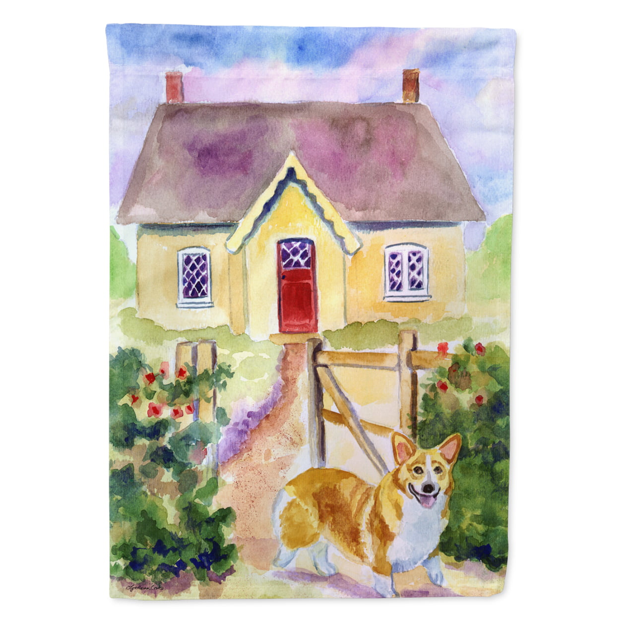 Pembroke Corgi Cottage Visit Flag Canvas House Size